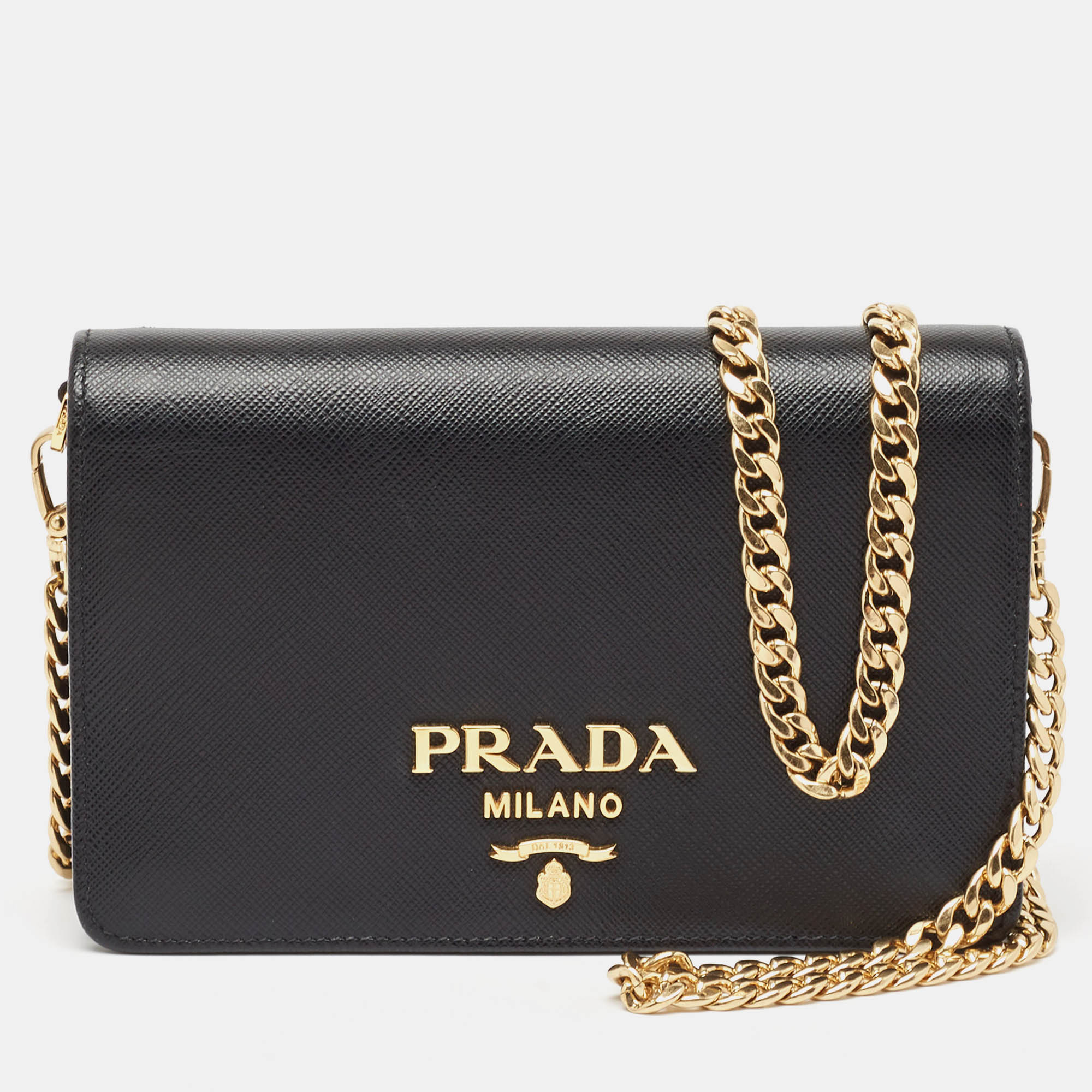 

Prada Black Leather Saffiano Lux Leather Chain Bag