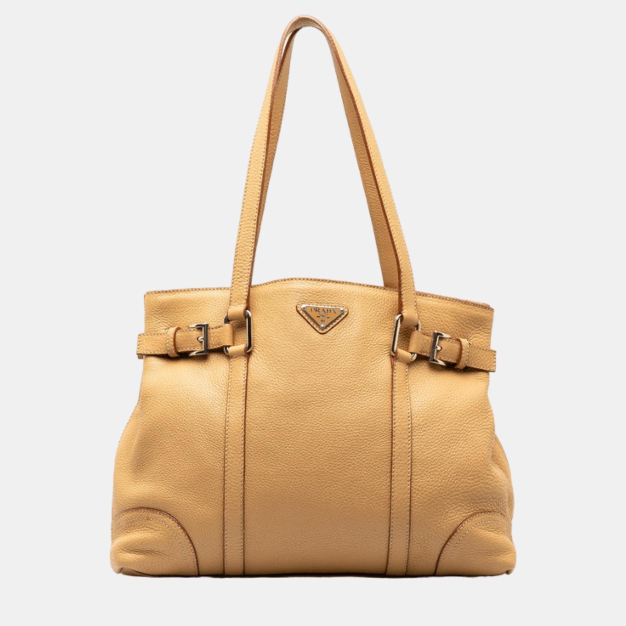 

Prada Brown Leather Shopper Tote Bag