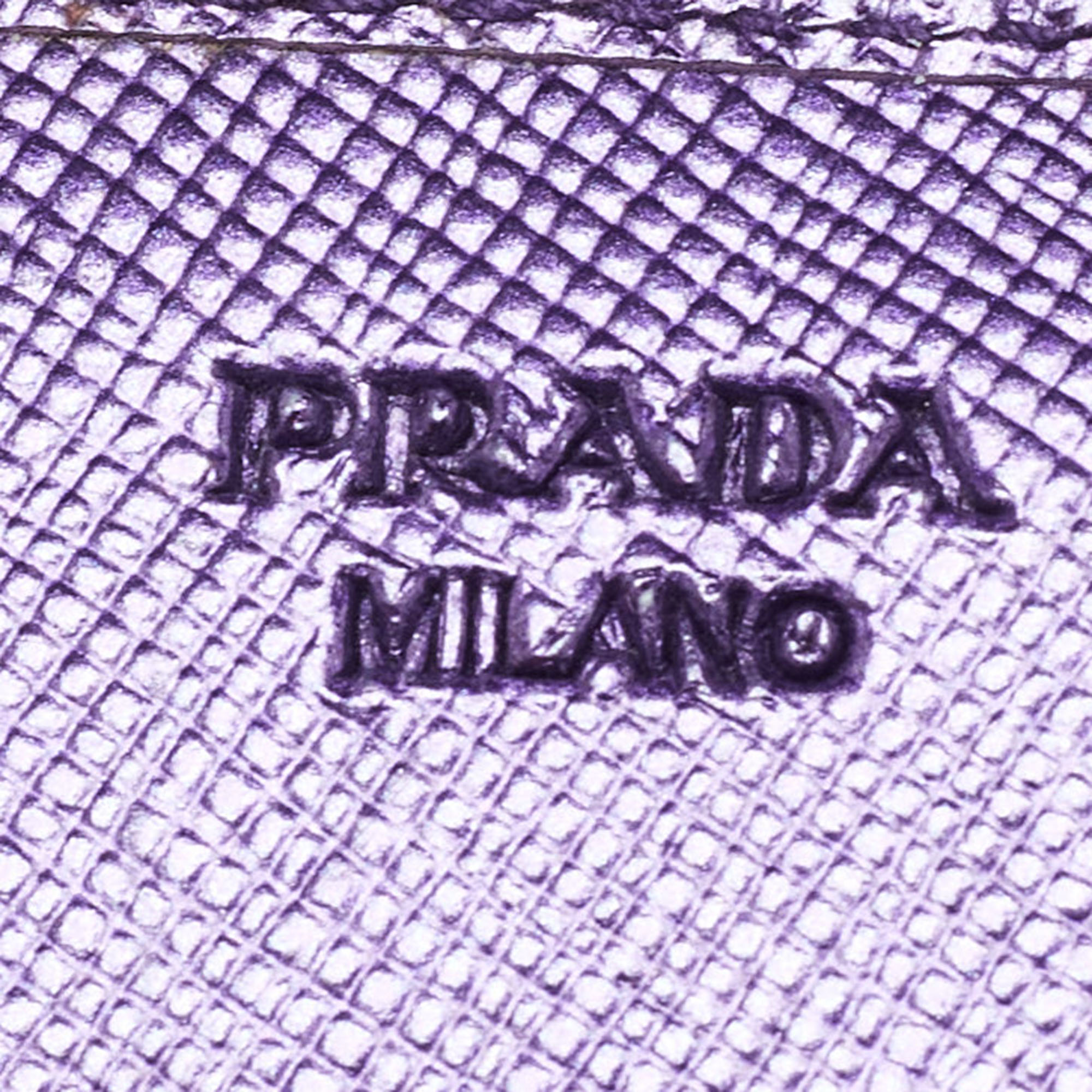 Prada Purple Saffiano Leather Logo Flap Continental Wallet 