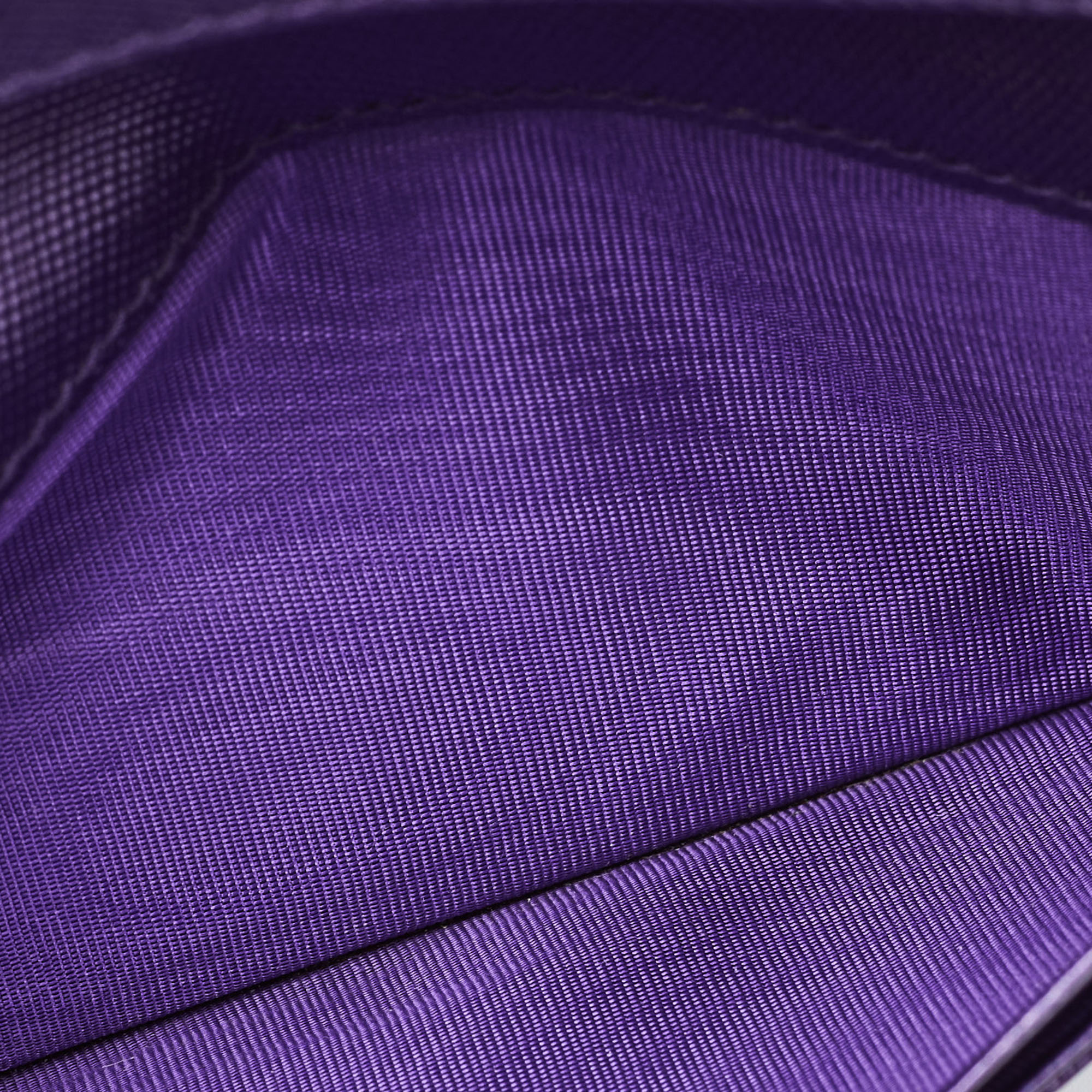 Prada Purple Saffiano Leather Logo Flap Continental Wallet 