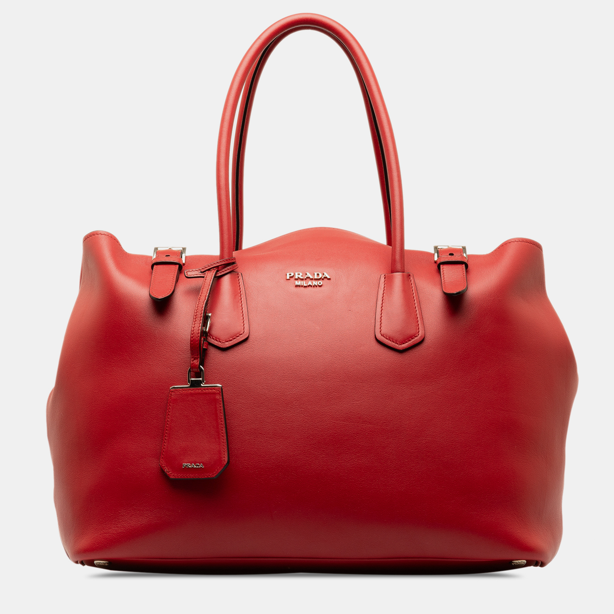 

Prada Red Saffiano Leather Buckle Handbag