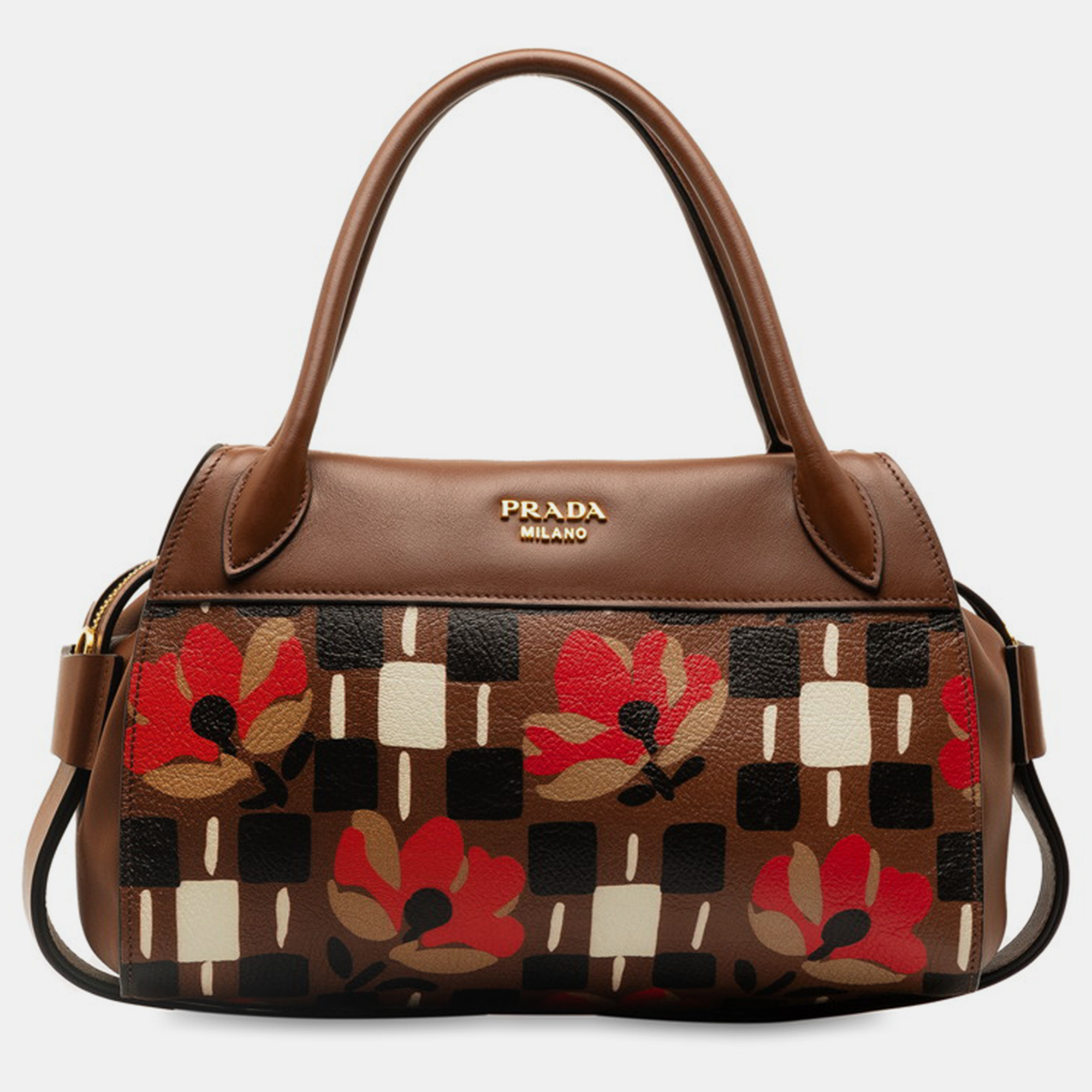 

Prada Brown Leather Ribbon Top Handle Bag
