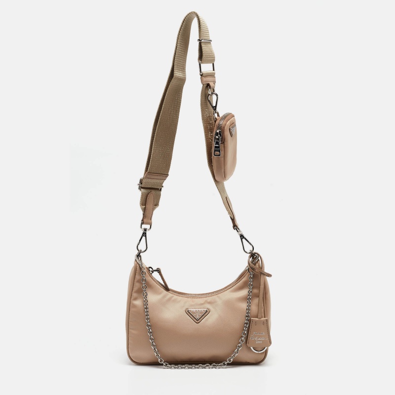 

Prada Beige Nylon and Leather Re-Edition 2005 Baguette Bag