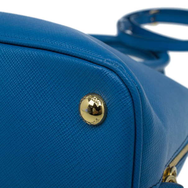 Prada Blue Saffiano Leather Open Promenade Bag - Yoogi's Closet