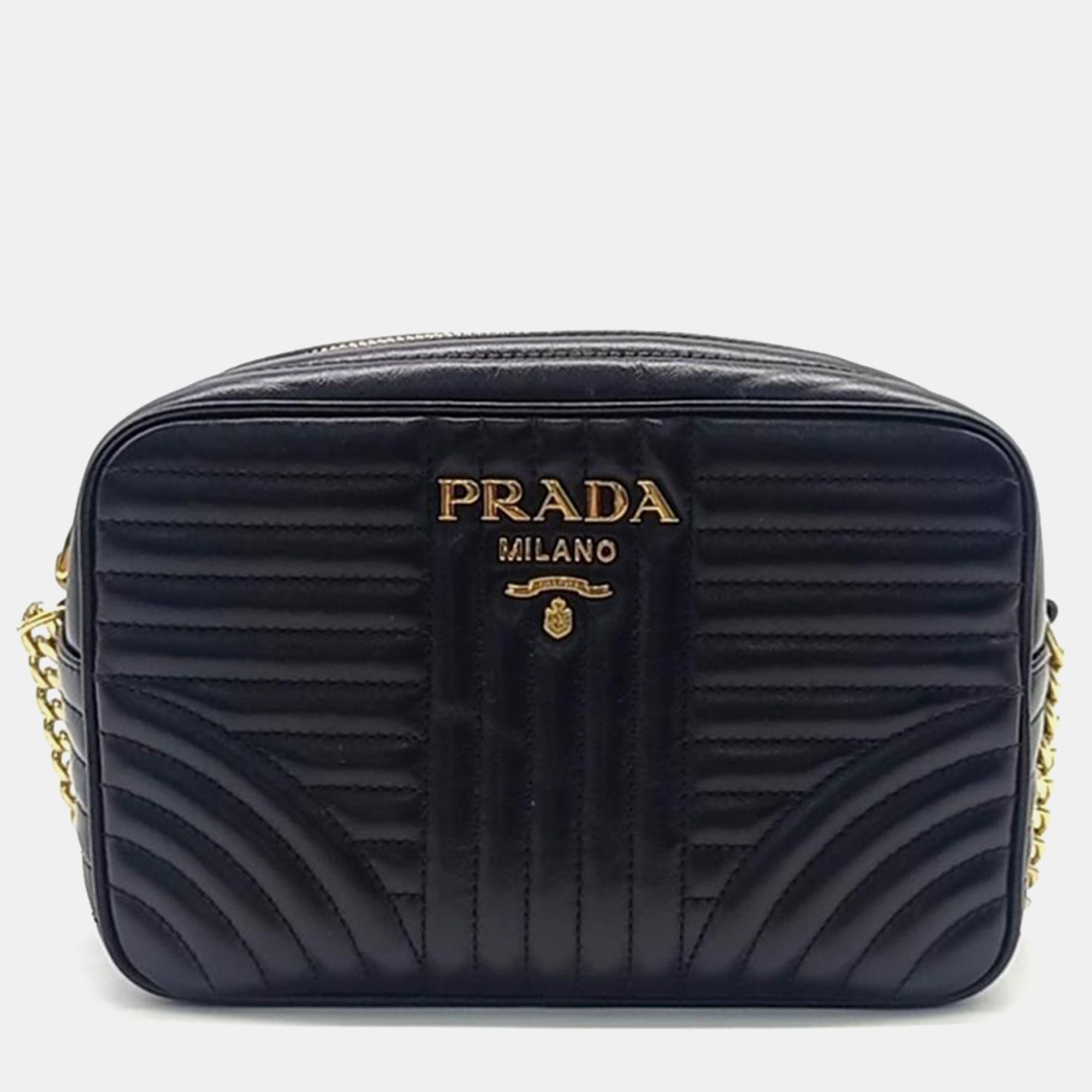 

Prada Black Leather Daigramme Crossbody Bag