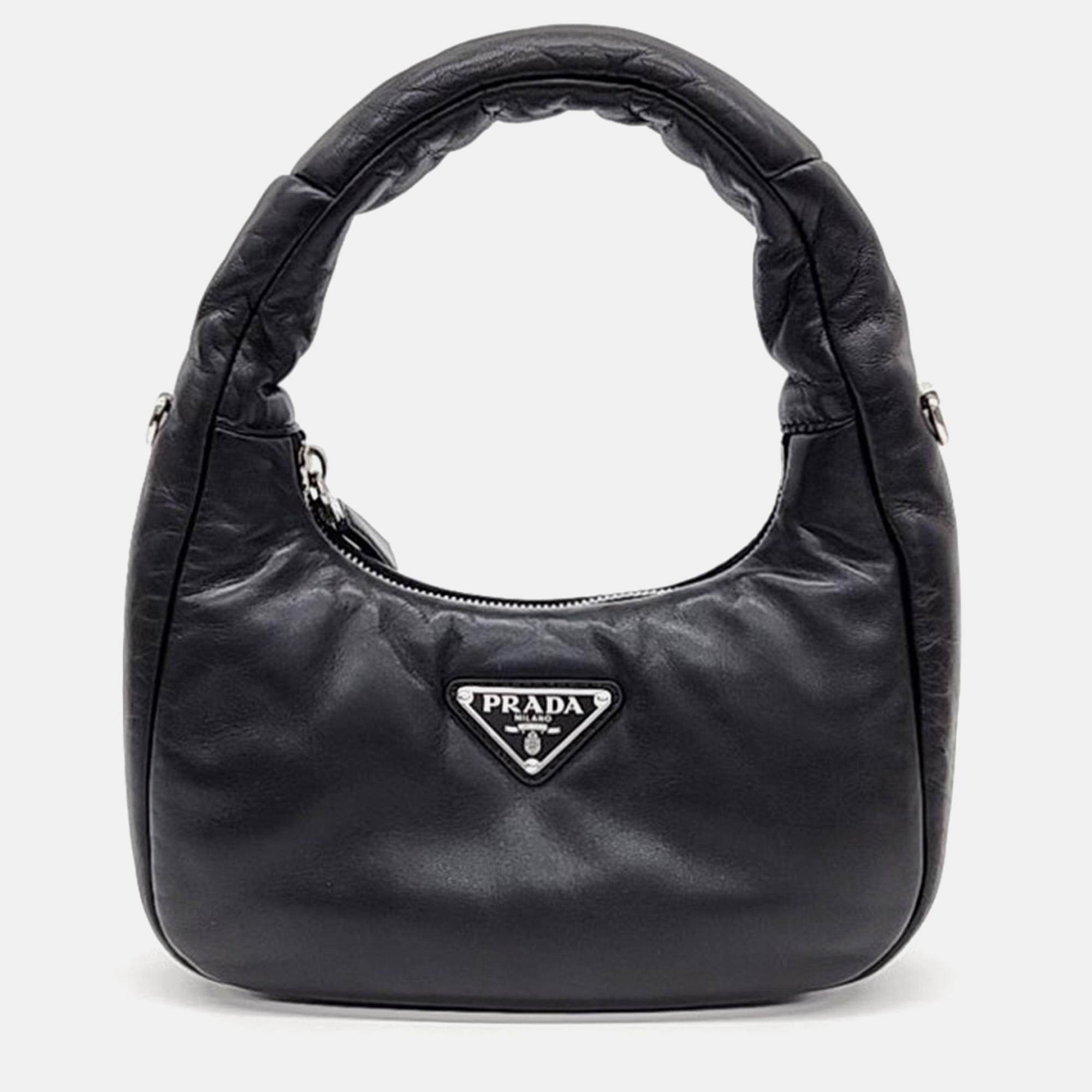 Pre-owned Prada Soft Padded Napa Leather Mini Bag In Black