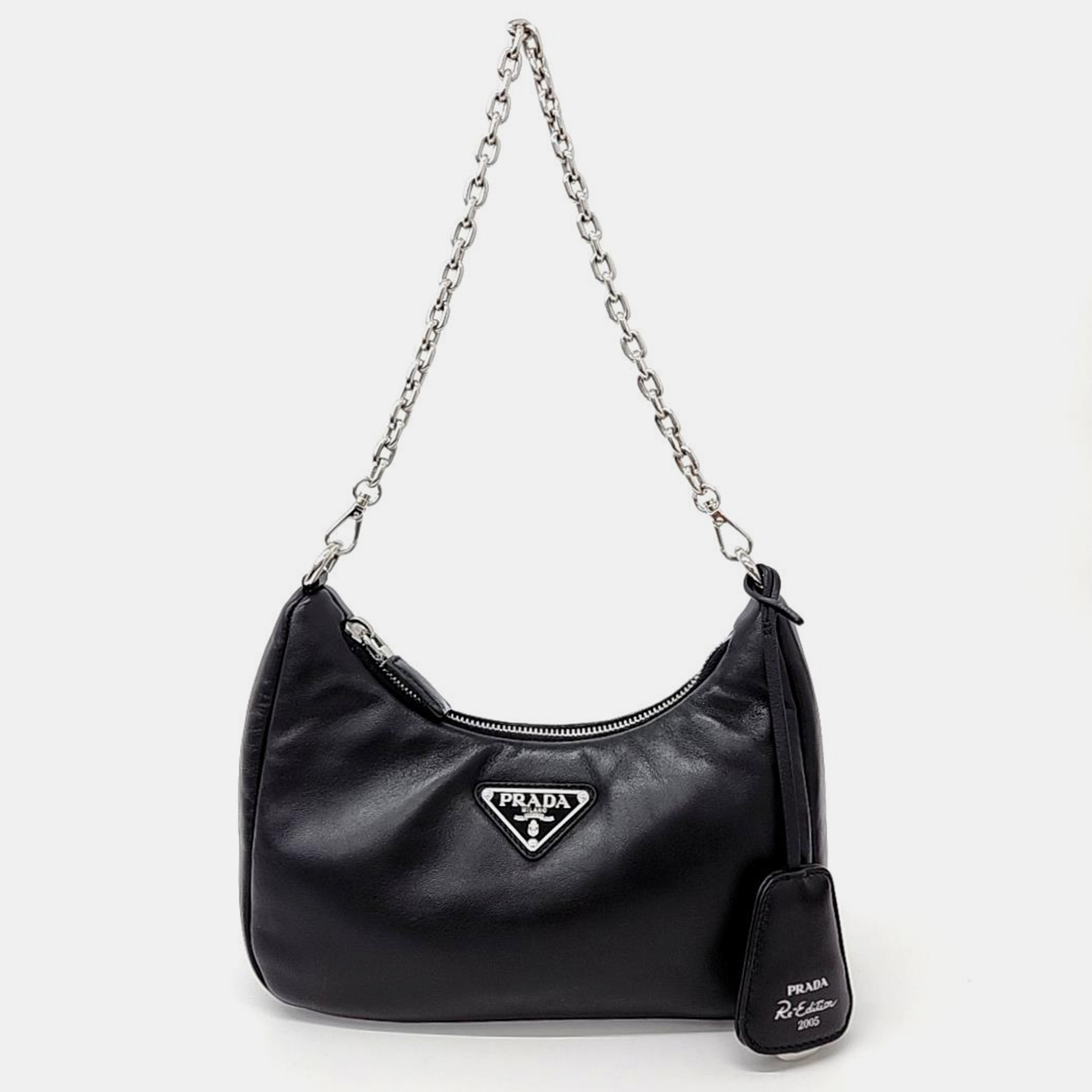 

Prada Chain Strap Hobo Bag, Black