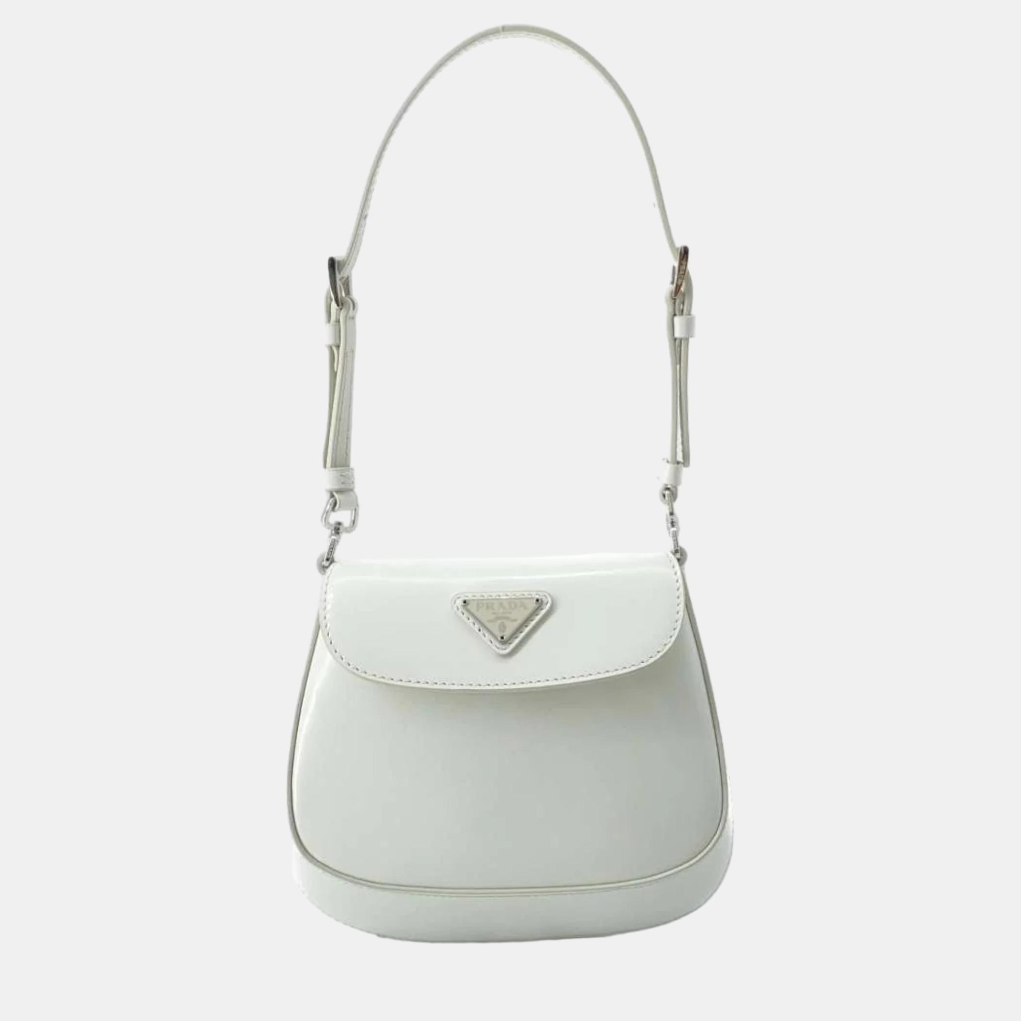 

Prada White Leather Cleo Shoulder Bag