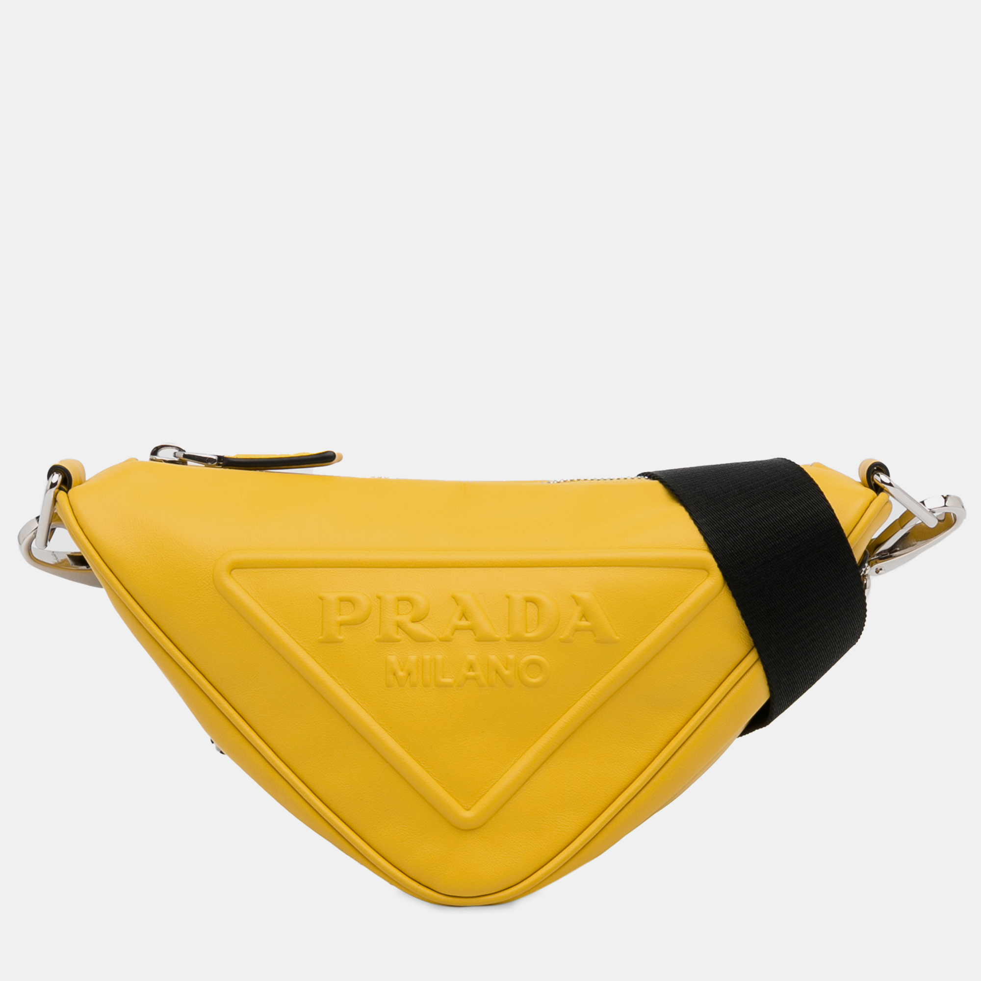 Pre-owned Prada Grace Lux Triangle Crossbody In Yellow