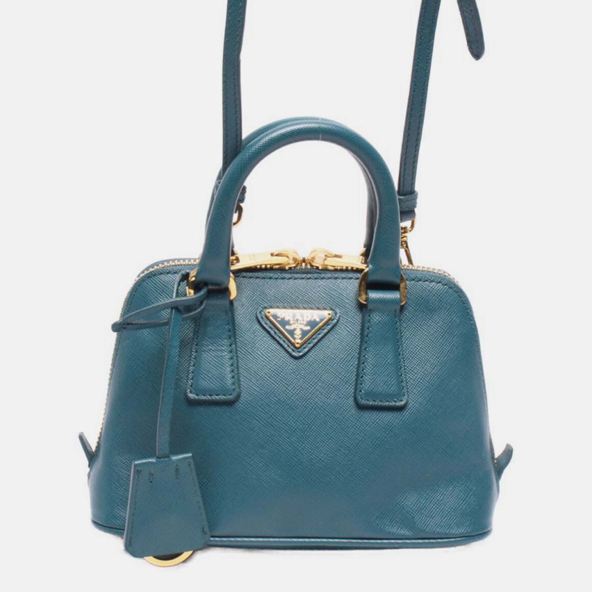 

Prada Green Saffiano Lux Leather Mini Promenade Satchel Bag