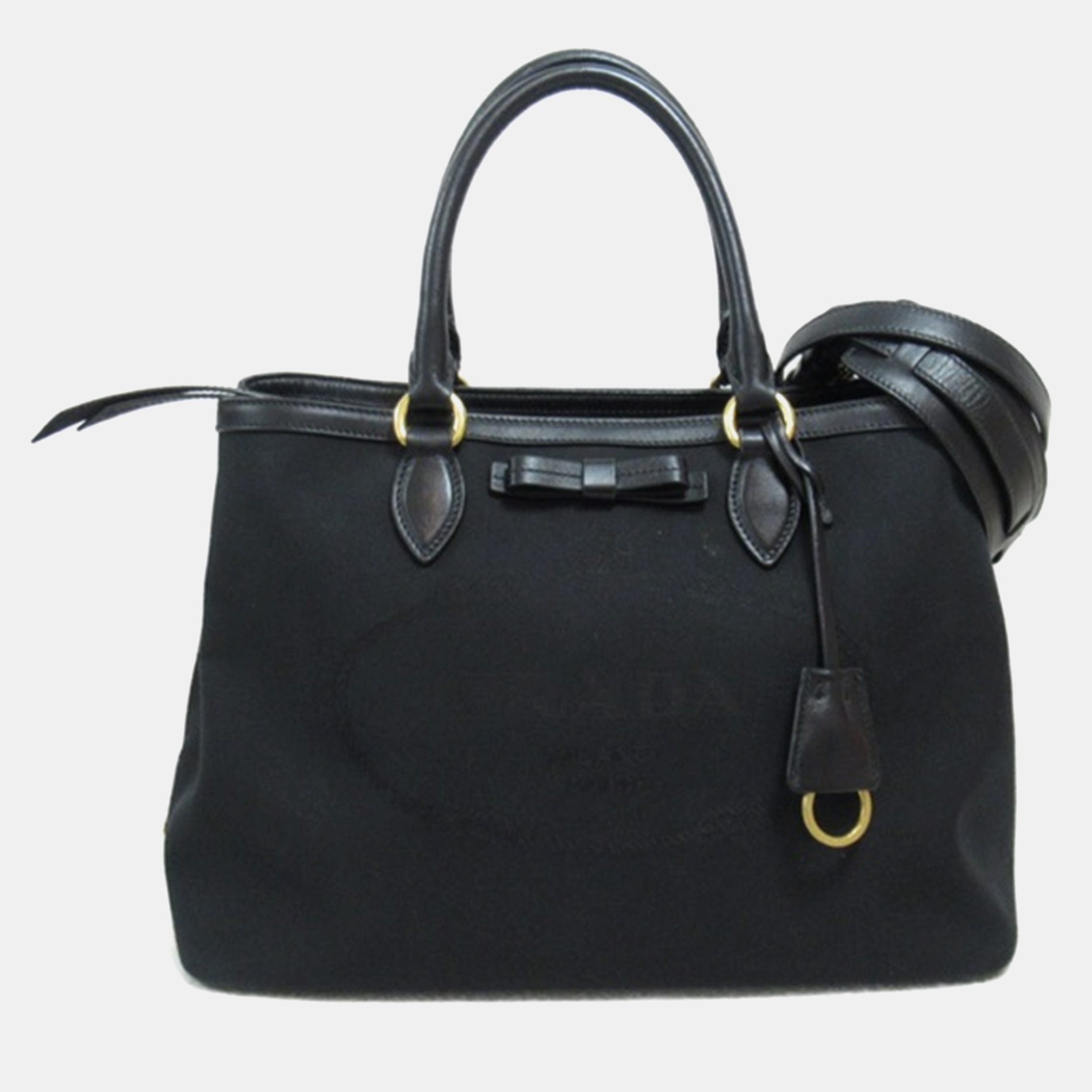 

Prada Black Canvas Bow Canvas Handbag