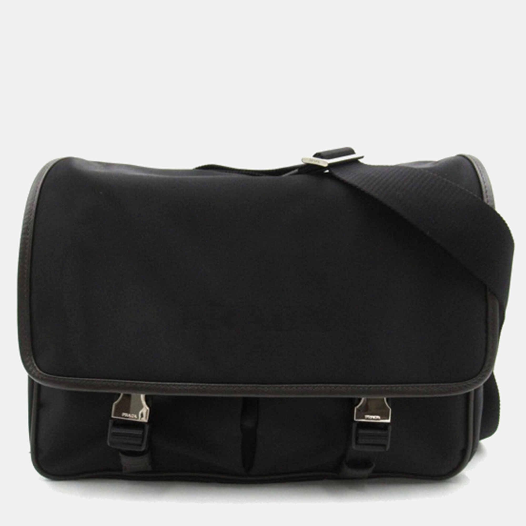 

Prada Black Canvas Tessuto Double Pocket Shoulder Bag