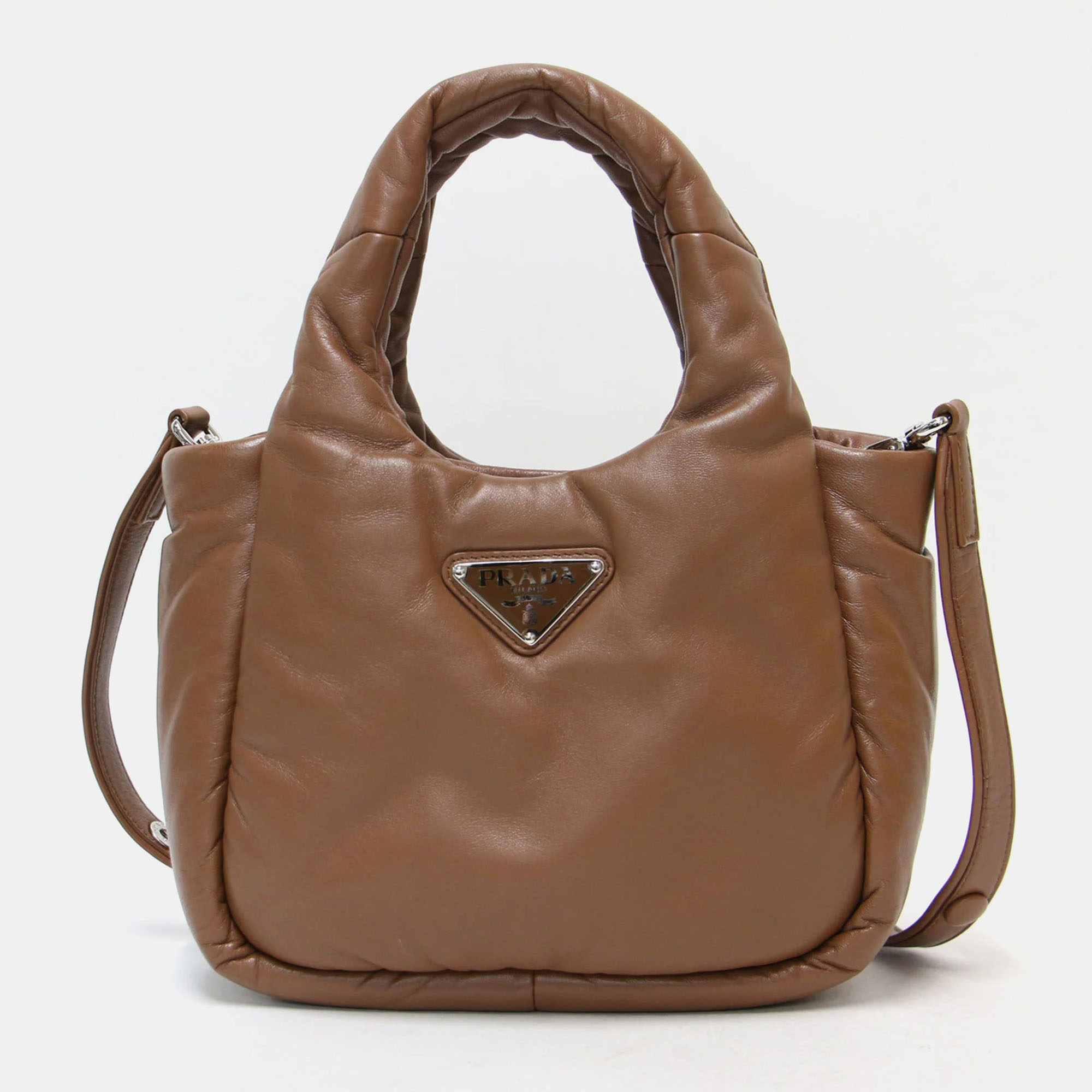 

Prada Brown Leather Soft Nappa Small Padded Shoulder Bag