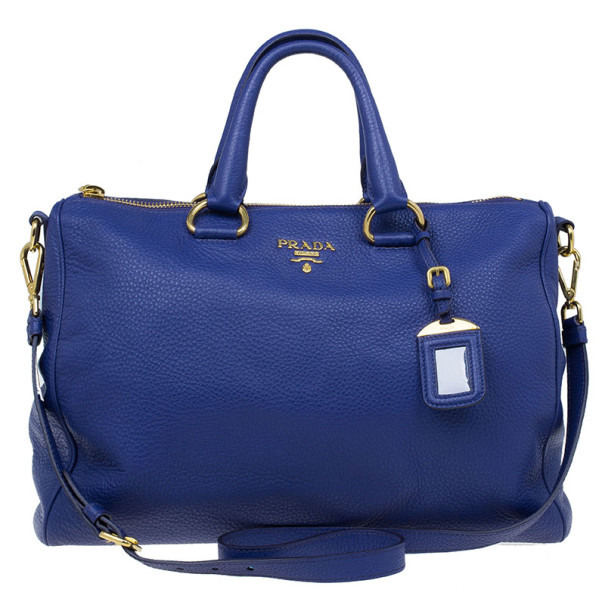 Pre Owned Prada Purple Vitello Daino Zip Tote