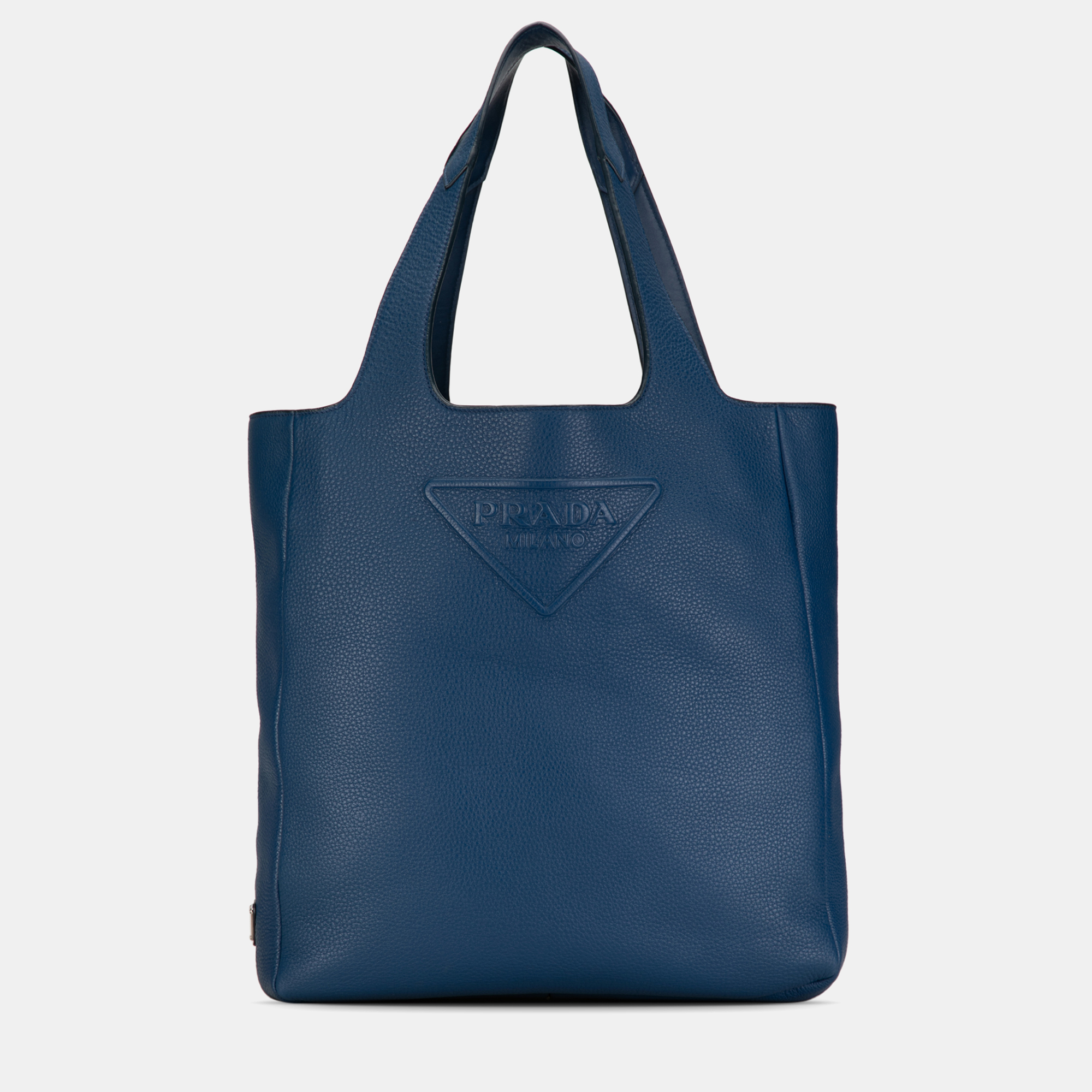 

Prada Vitello Daino Triangle Logo Tote Bag, Blue