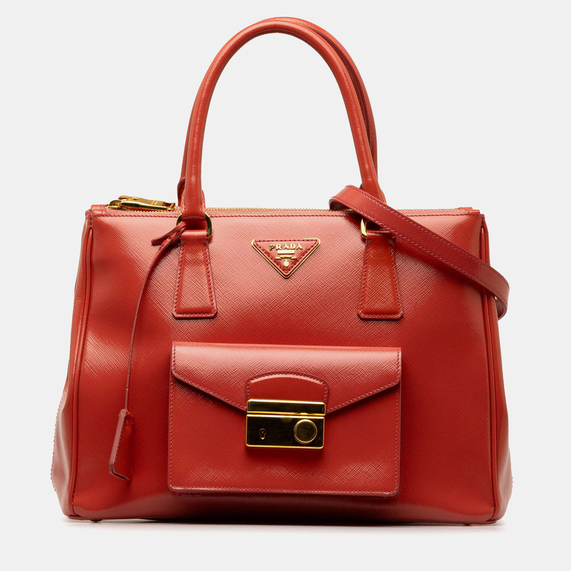 

Prada Lux Galleria Front Pocket Satchel Bag, Red