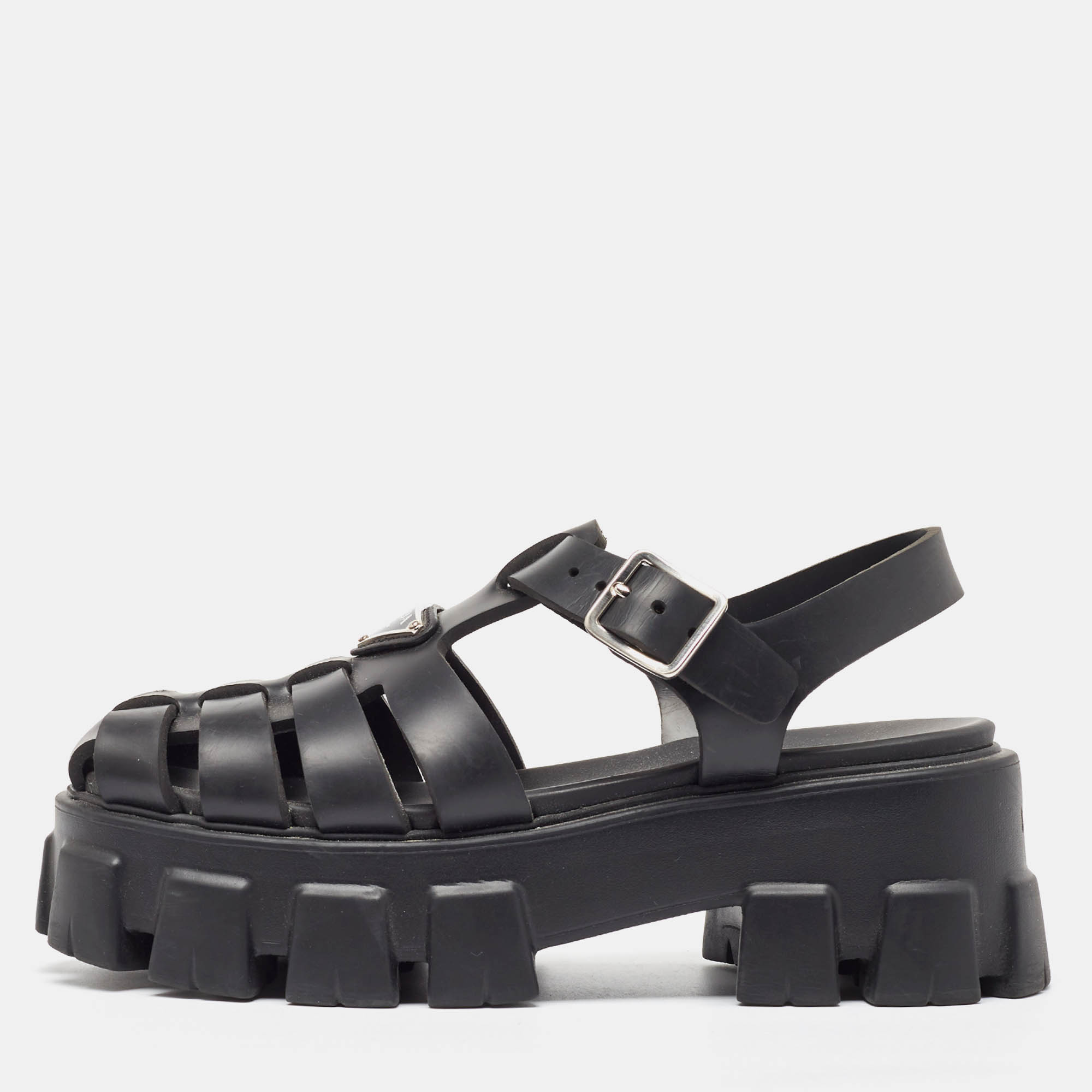 

Prada Black Rubber Monolith Sandals Size