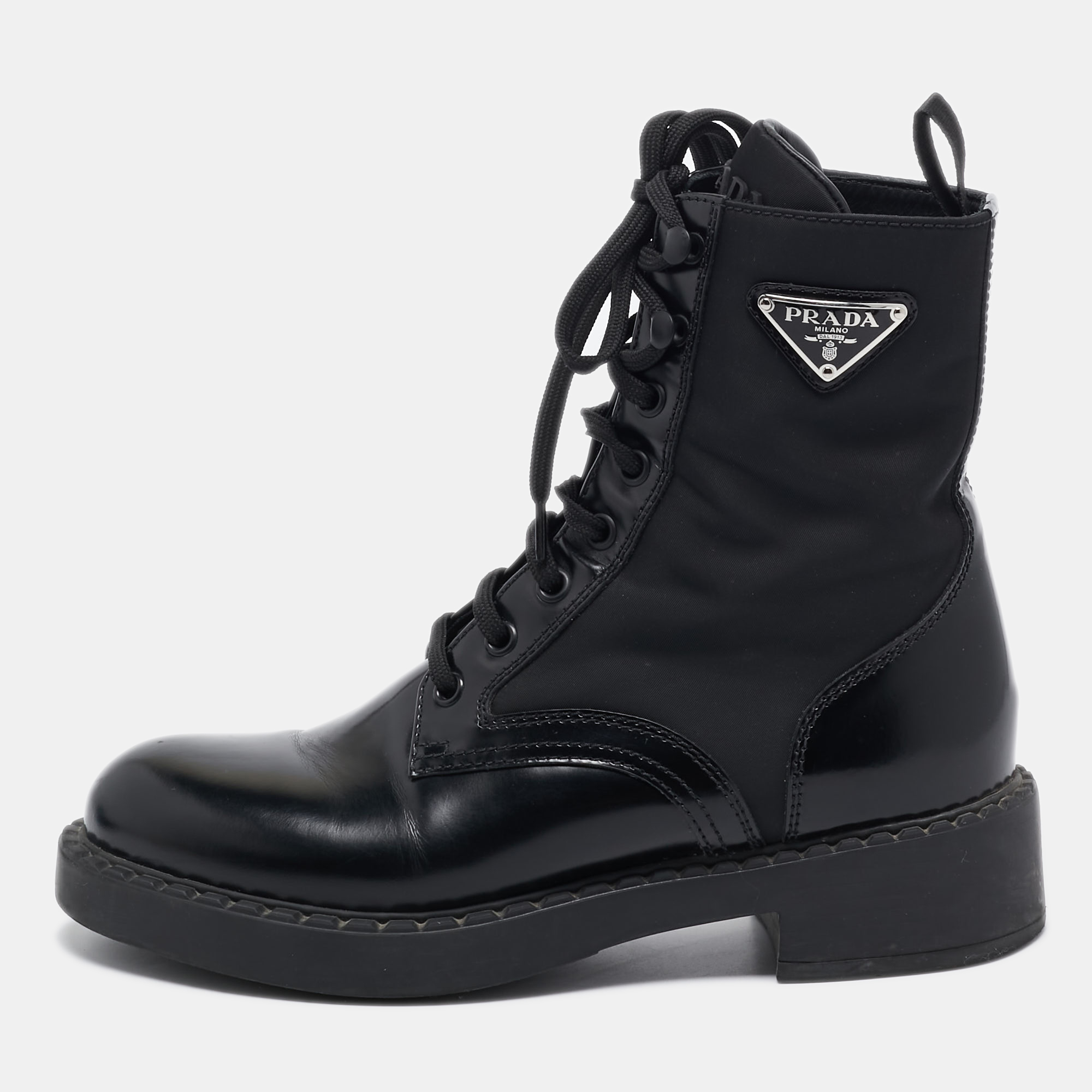 

Prada Black Leather and Nylon Ankle Boots Size