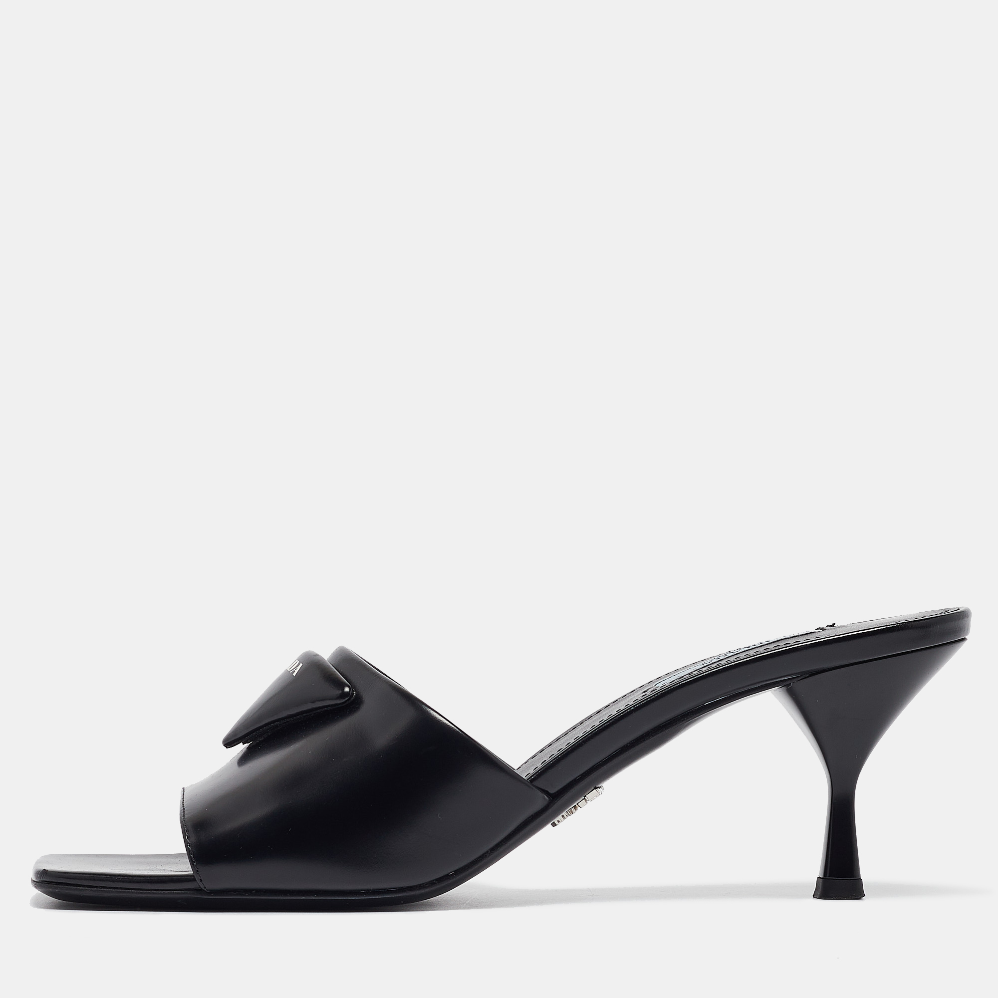 

Prada Black Patent Leather Slide Sandals Size