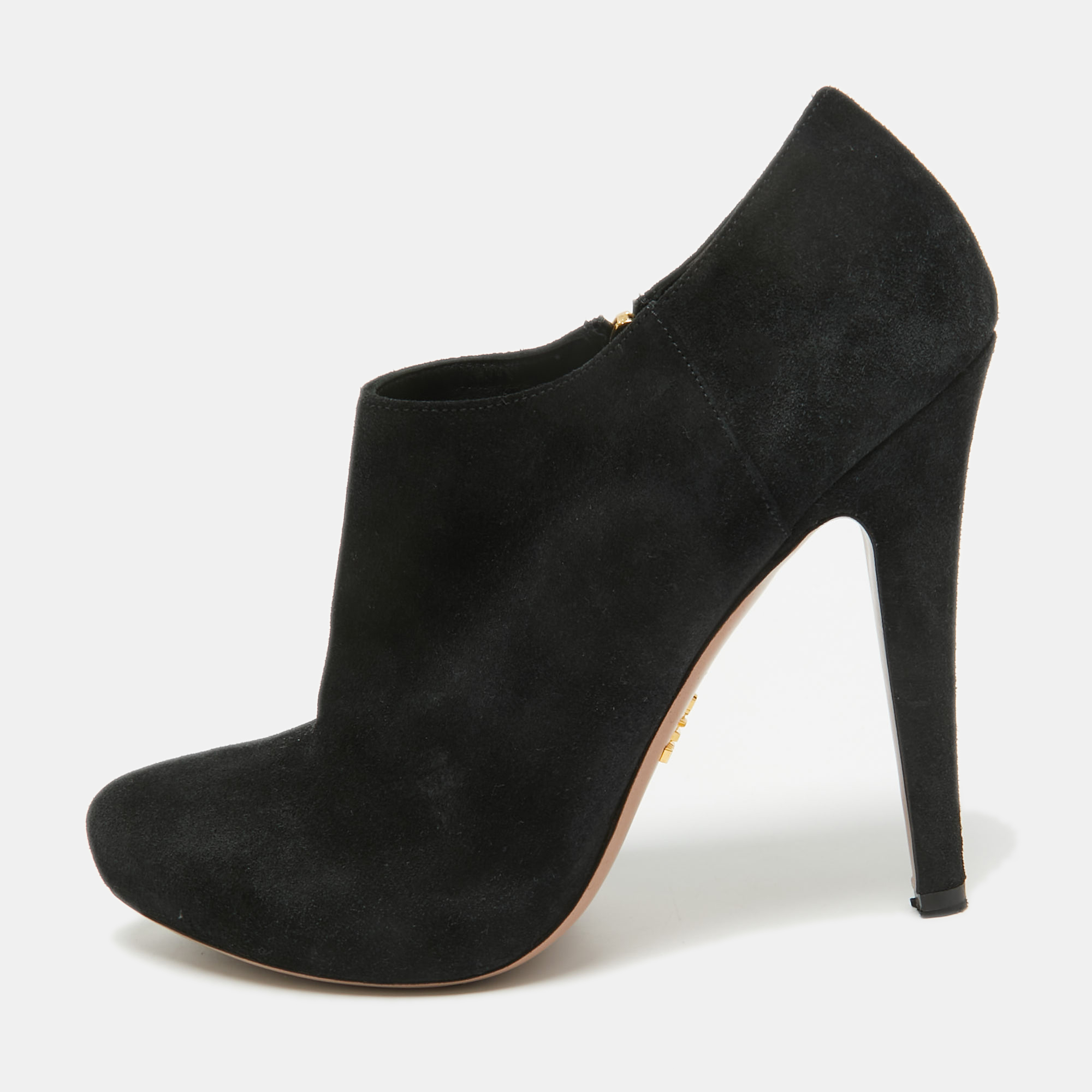 

Prada Black Suede Ankle Booties Size