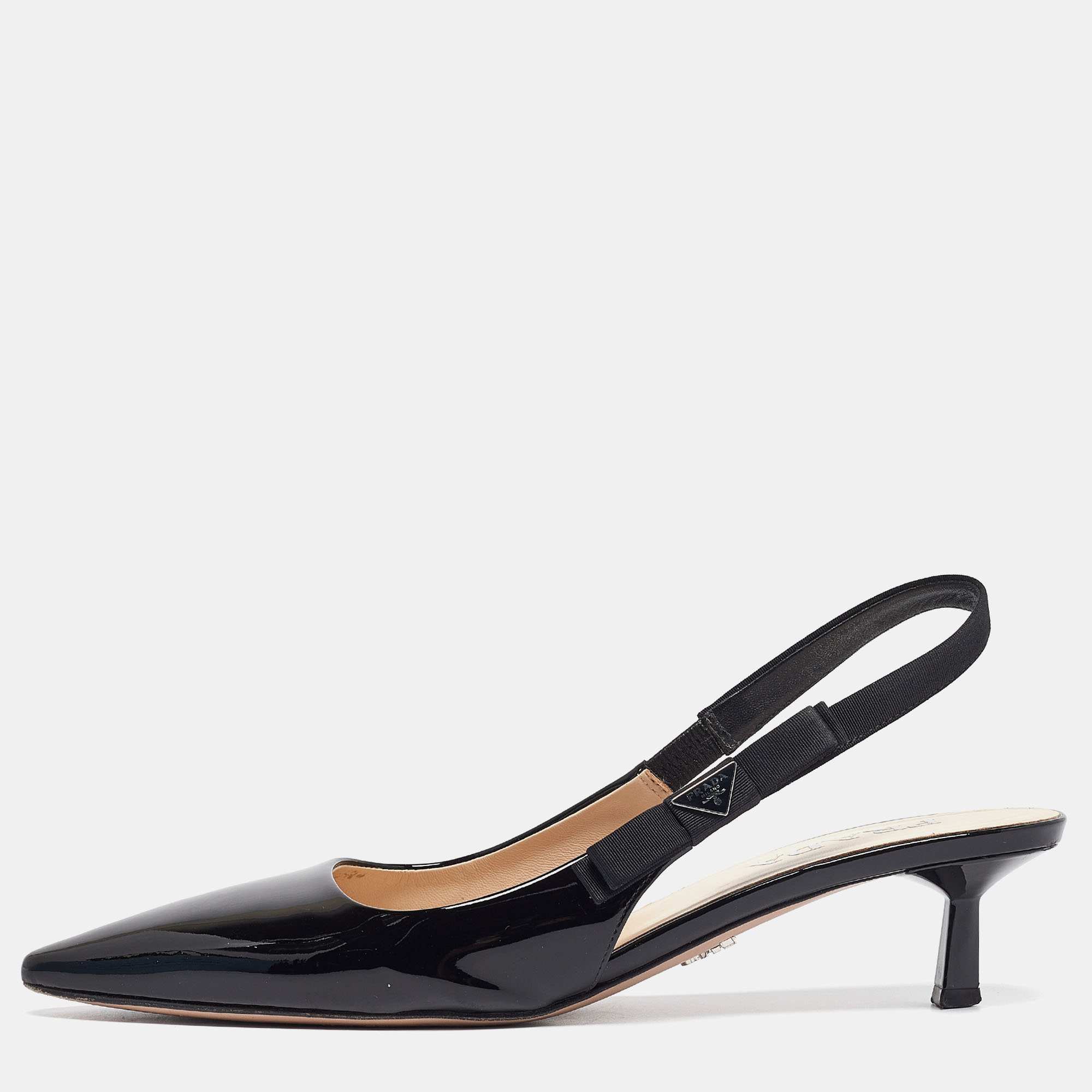 

Prada Black Patent Leather Slingback Pumps Size