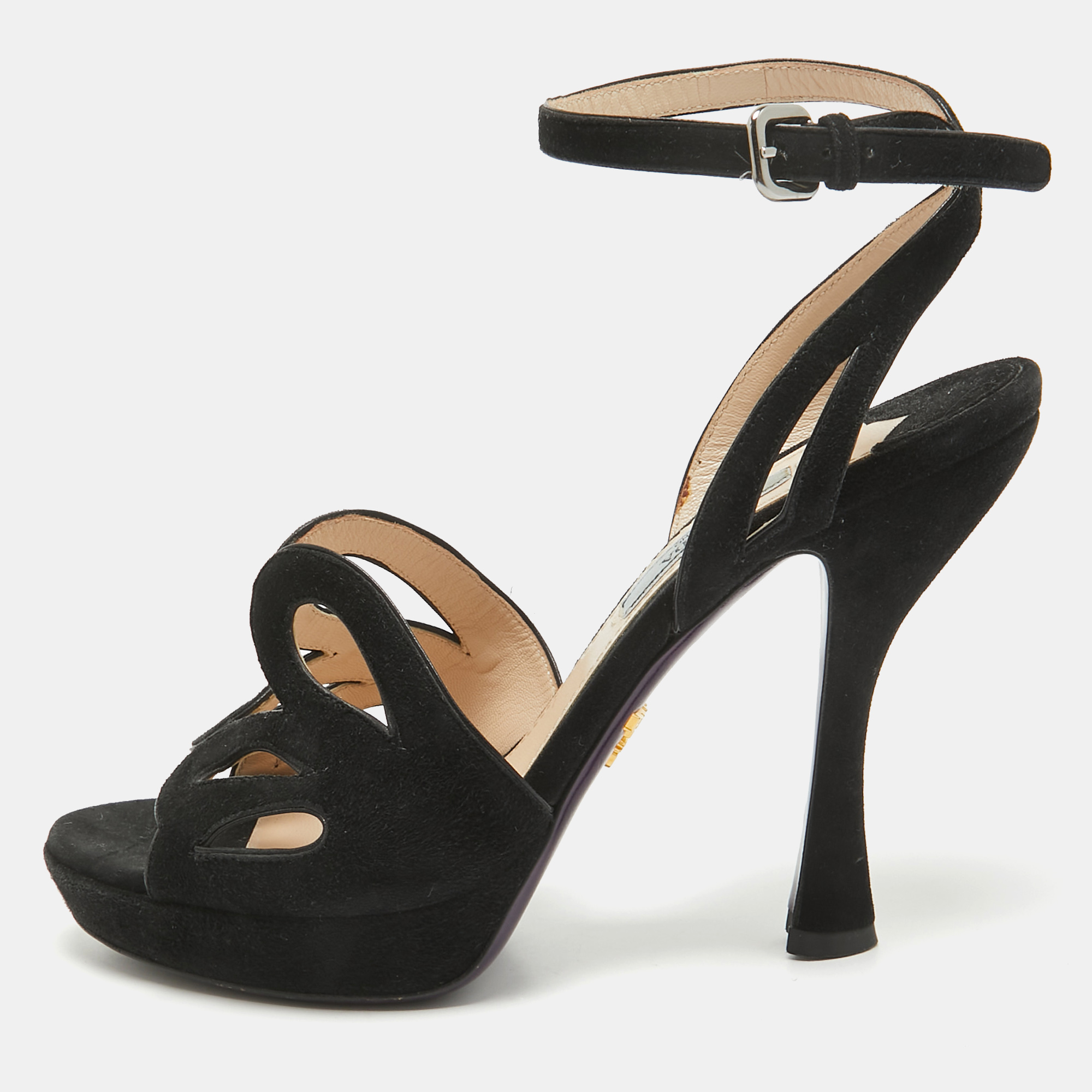 

Prada Black Suede Ankle Strap Sandals Size