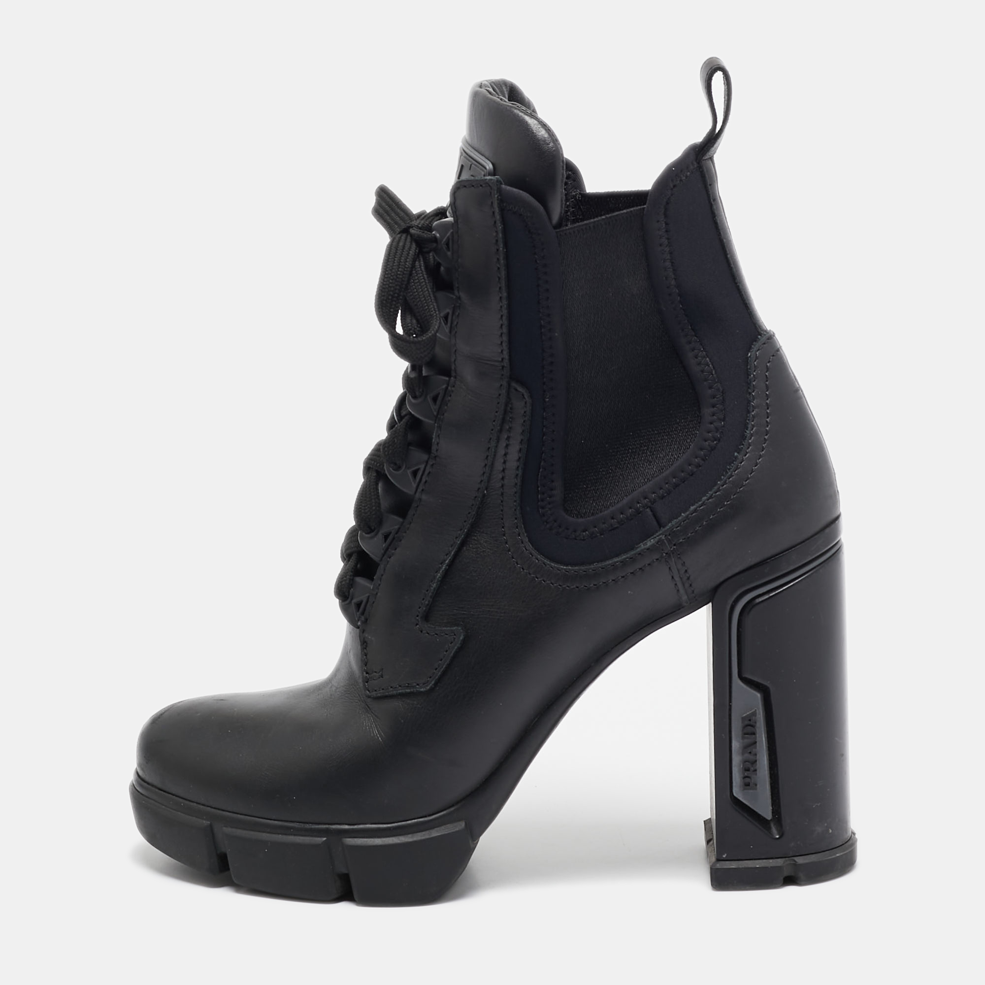 

Prada Black Leather Ankle Length Boots Size