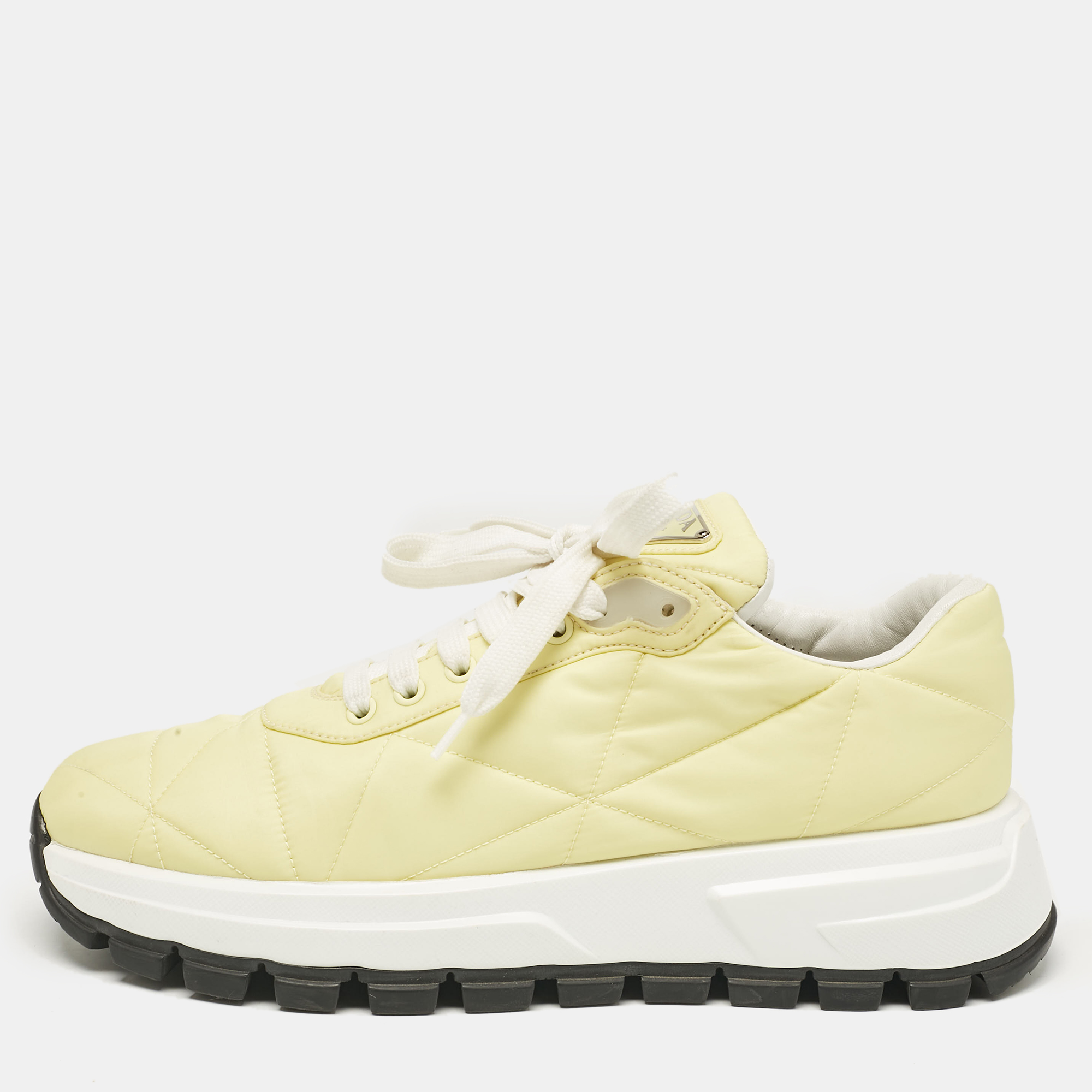 

Prada Yellow Nylon Gabardine Low Top Sneakers