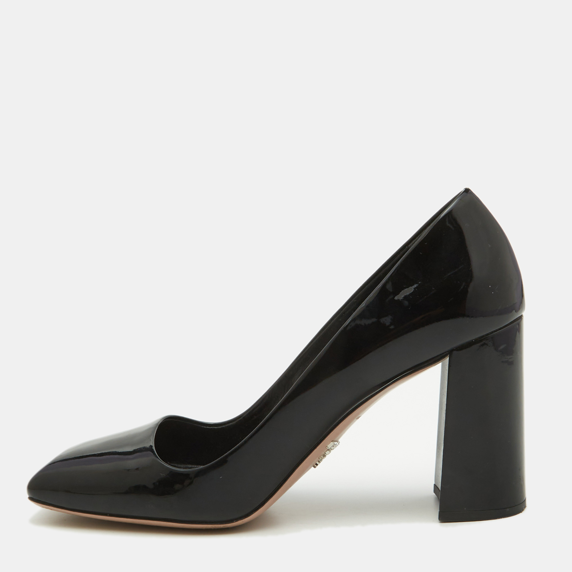 

Prada Black Patent Leather Block Heel Pumps Size