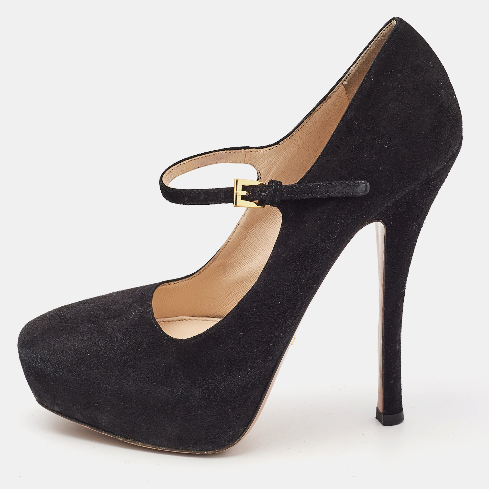 

Prada Black Suede Mary Jane Pumps Size