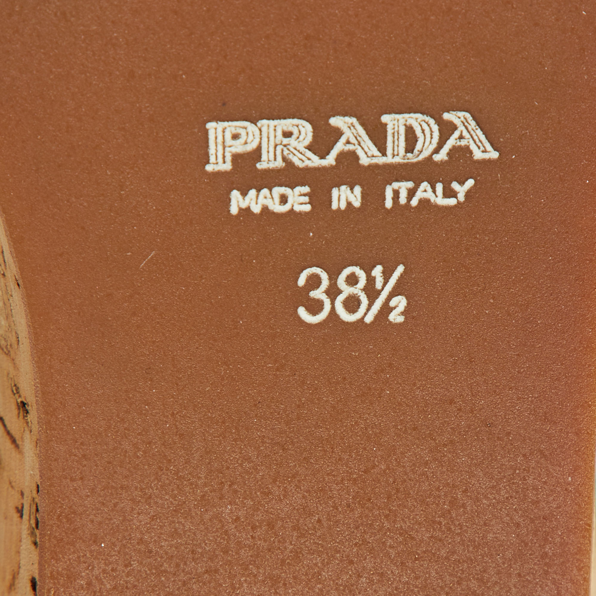 Prada Dark Brown Suede Cork Platform Wedge Ankle Strap Sandals Size 38.5 