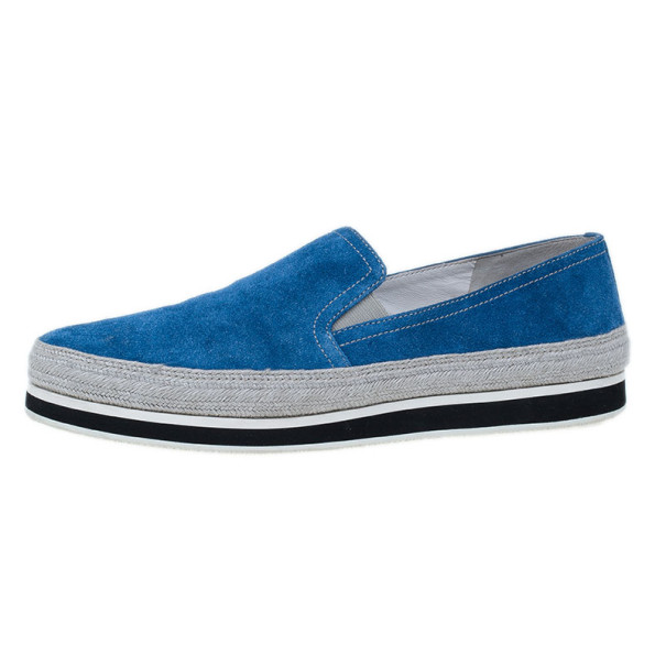 Pre Owned Prada Sport Blue Suede Linea Rossa Espadrille Loafers Size 39