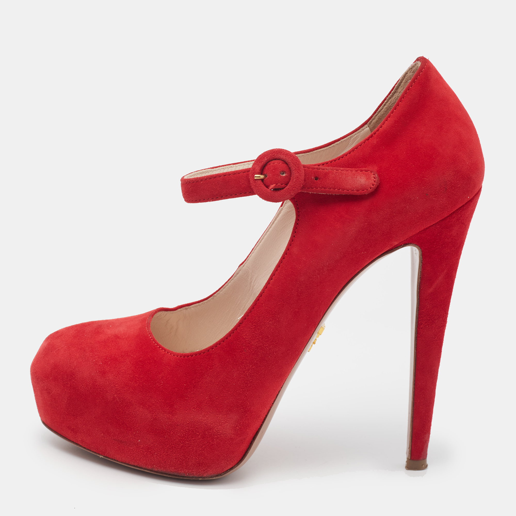 

Prada Red Suede Platform D'orsay Pumps Size