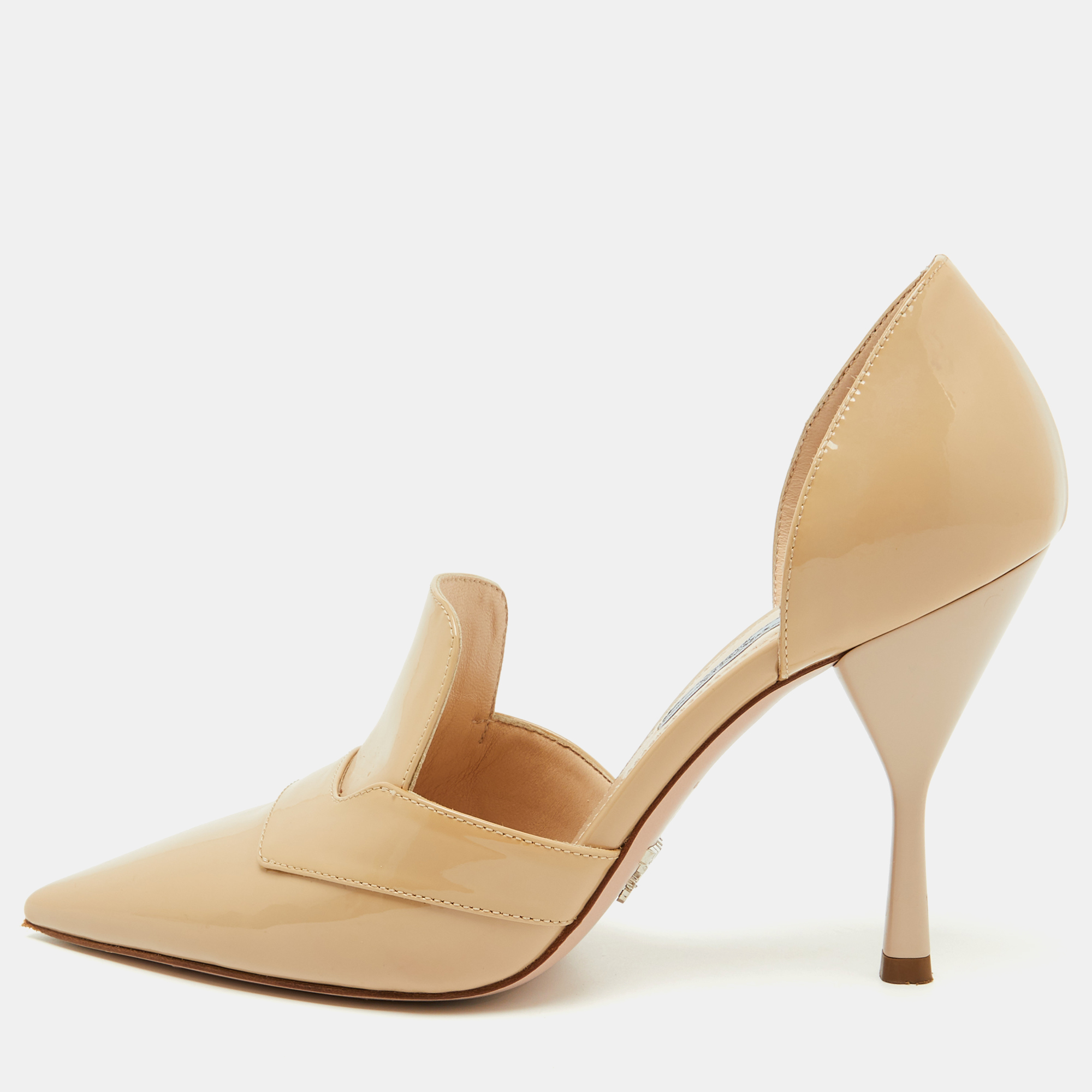 

Prada Beige Patent Leather D'orsay Pointed Toe Pumps Size