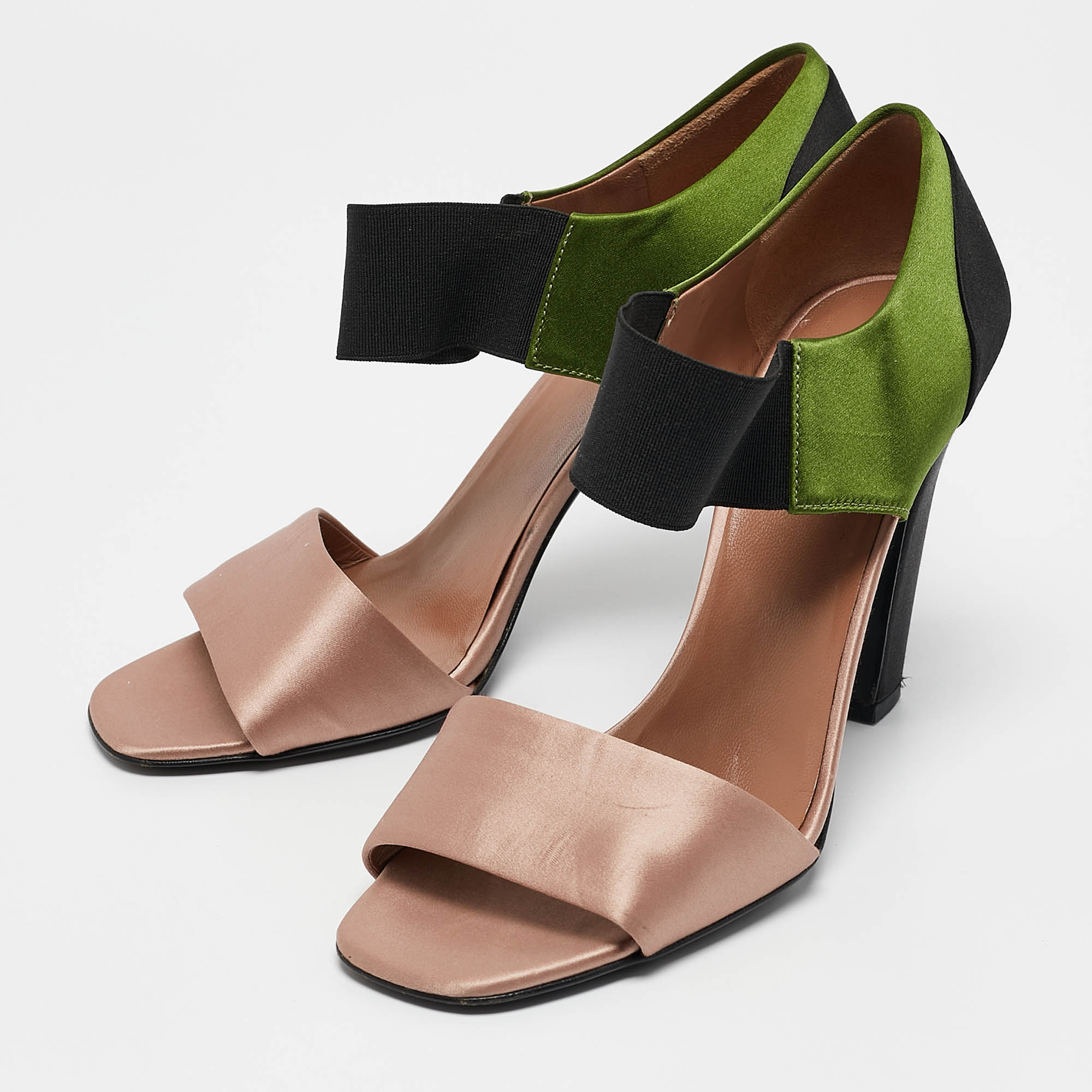 Prada Multicolor Satin Ankle Strap Sandals Size 38.5 