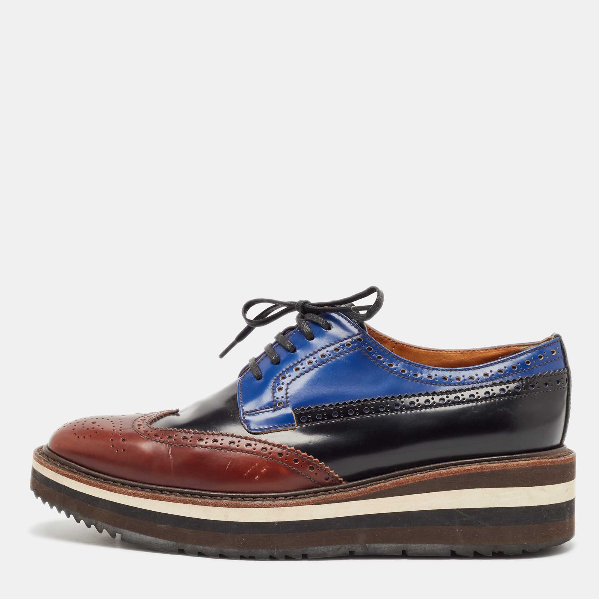 

Prada Multicolor Leather Brogues Oxfords Size