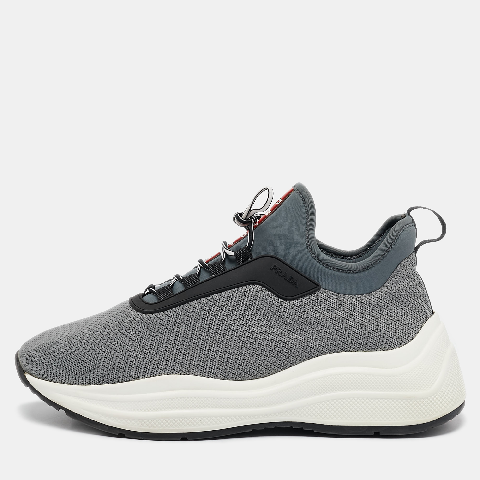 

Prada Grey Fabric and Mesh America's Cup Lace Up Sneakers Size