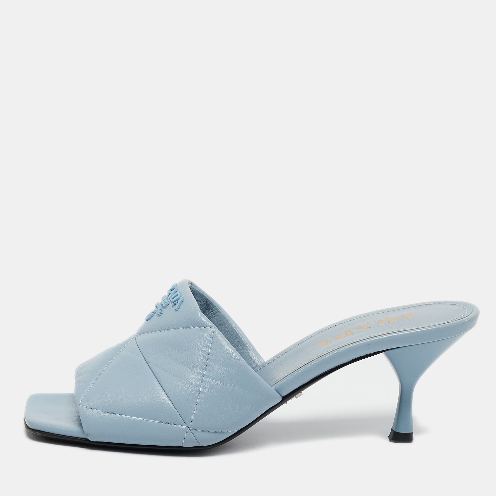 

Prada Blue Leather Slide Sandals Size 37.5