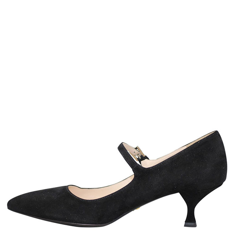 black suede mary jane heels