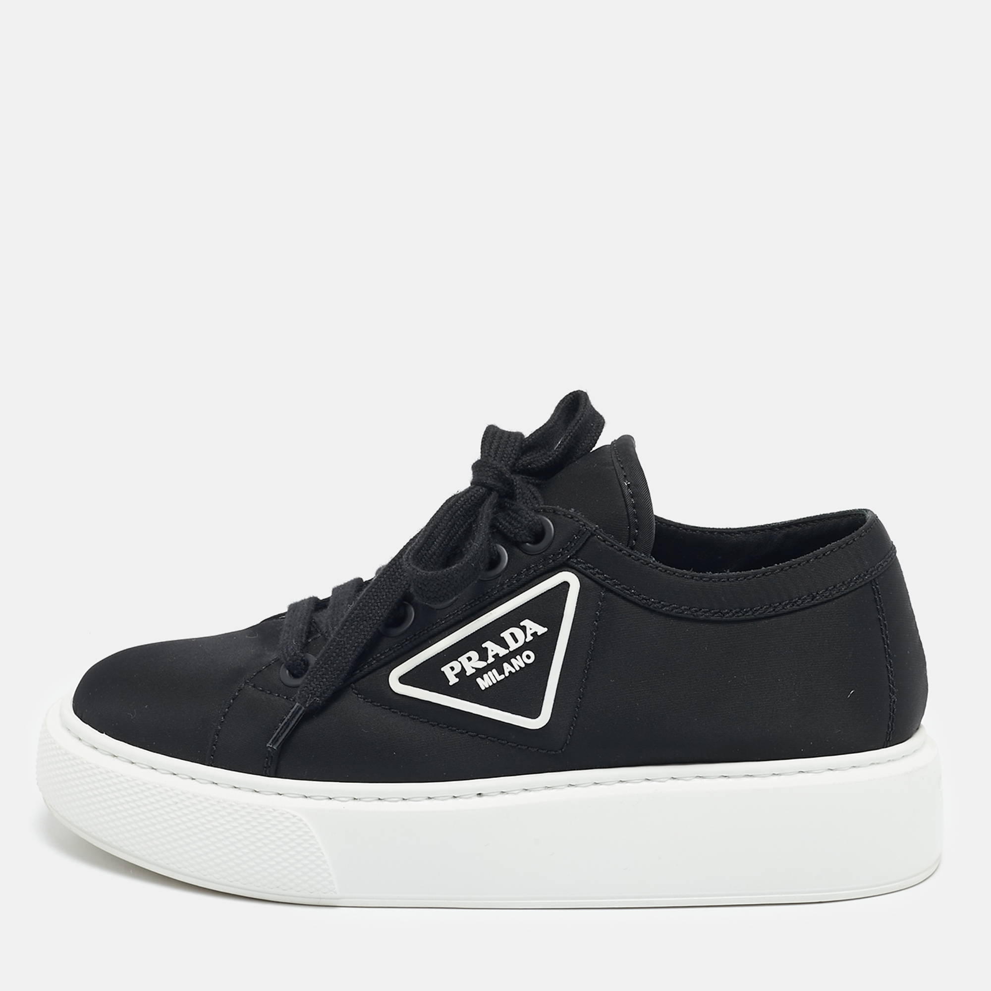 

Prada Black Nylon Wheel Cassetta Low-Top Sneakers Size