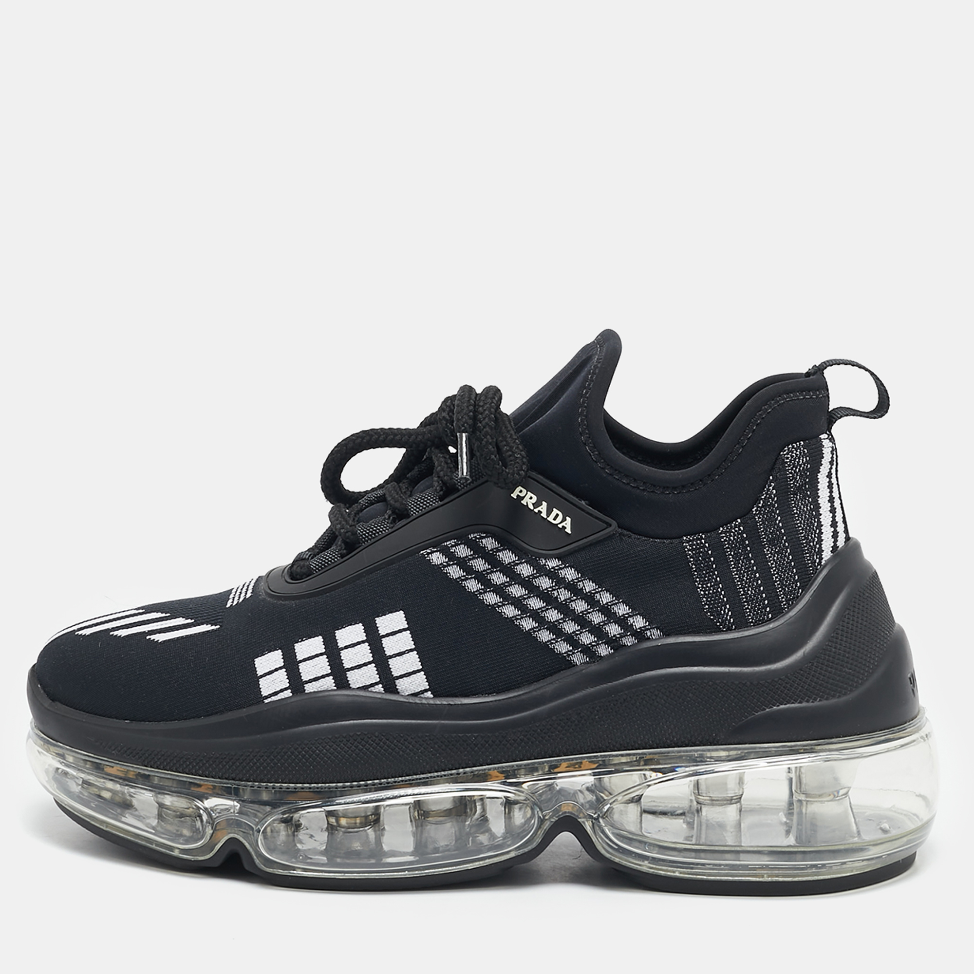 

Prada Black Knit Fabric and Neoprene Cloudbust Sneakers Size