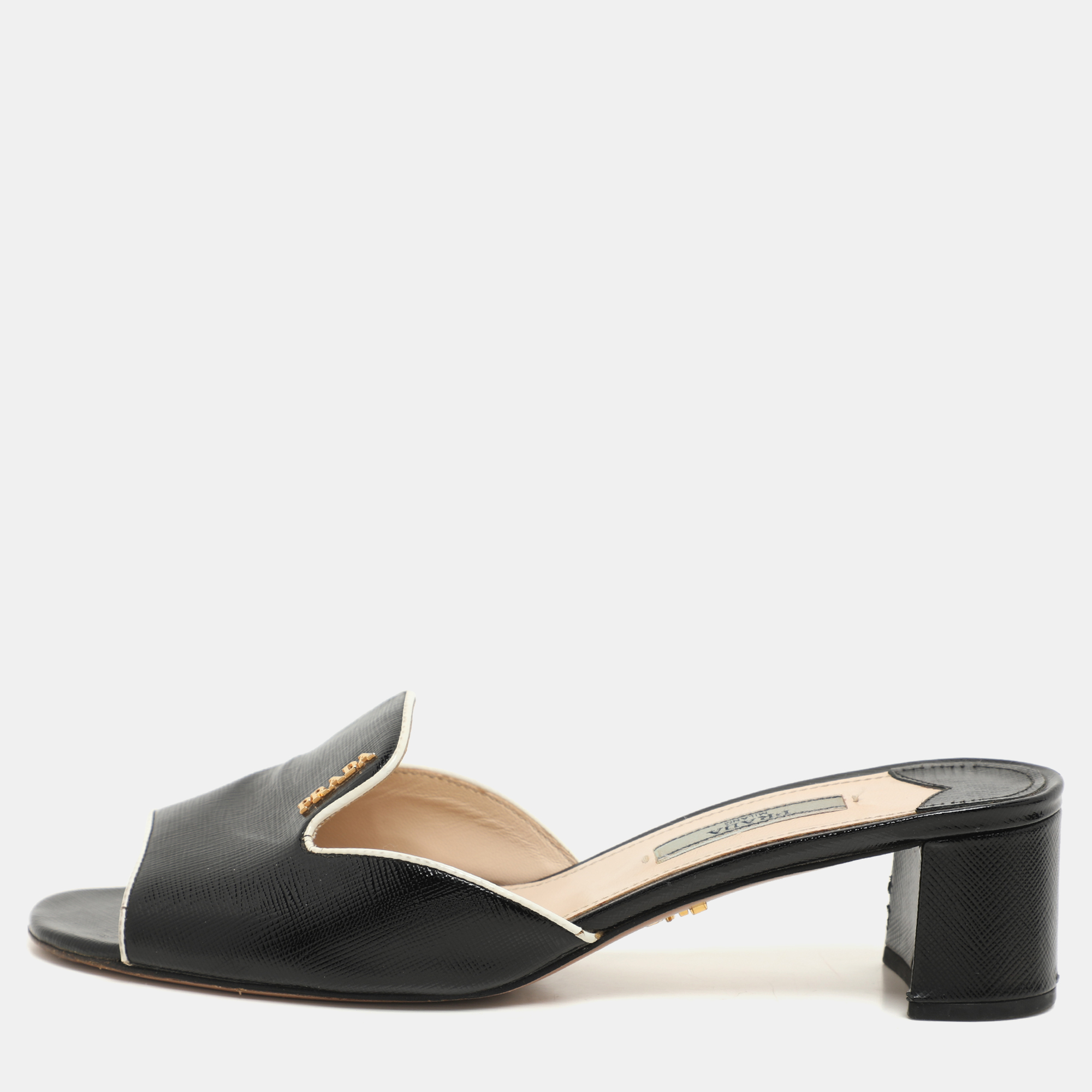 

Prada Black Patent Leather Slide Sandals Size 36.5