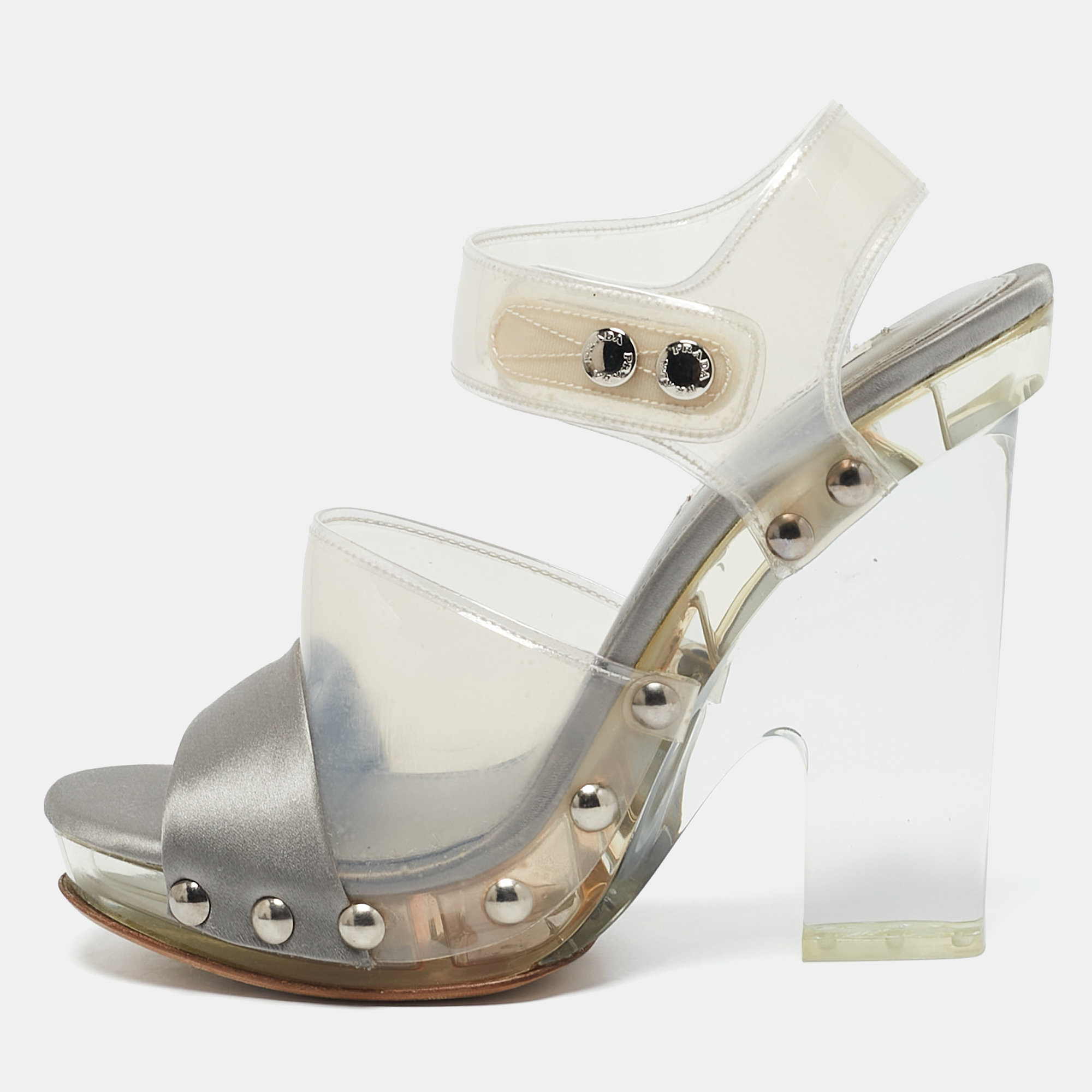 

Prada Transparent PVC and Satin Ankle Strap Sandals Size