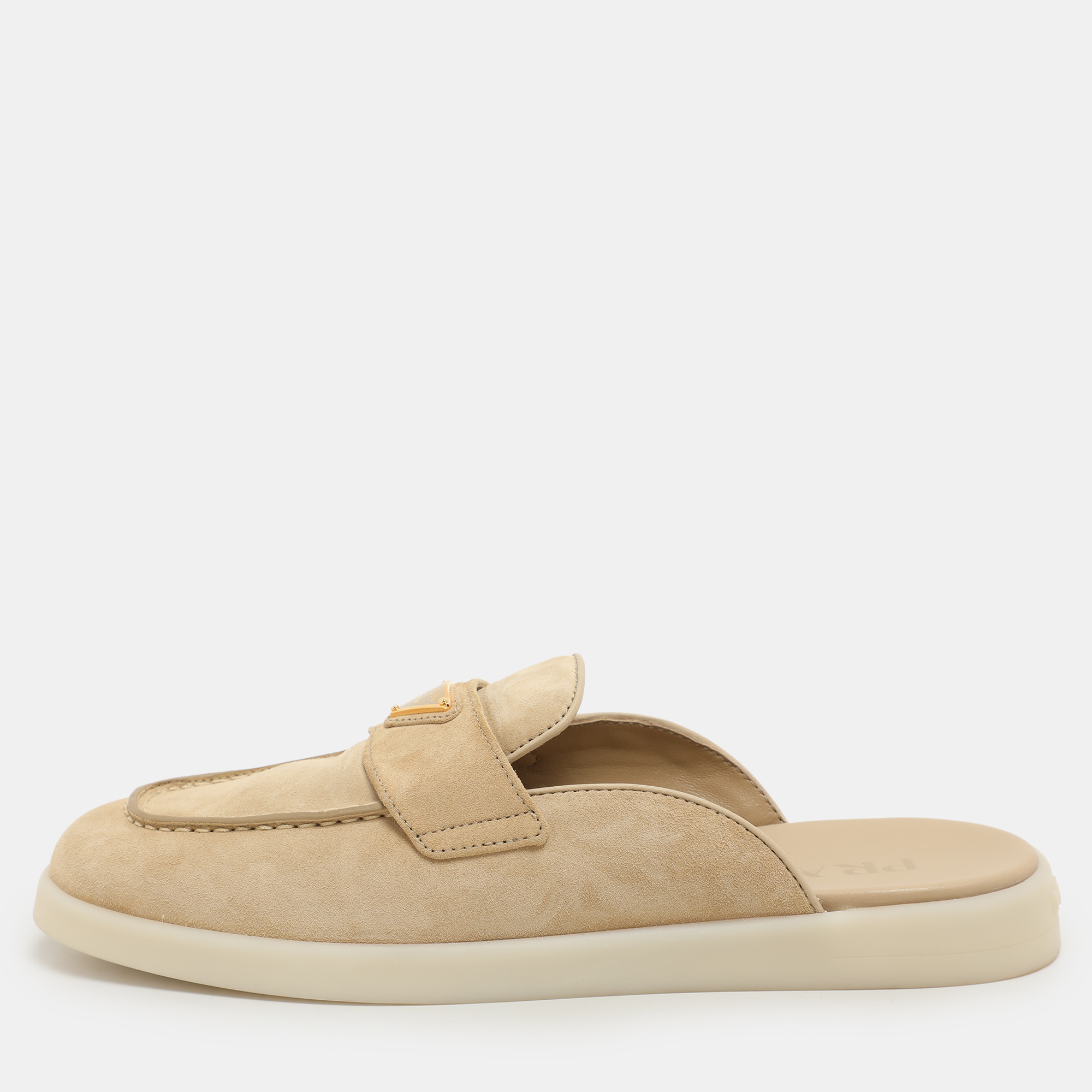 

Prada Beige Suede Sabot Mules Size 38.5