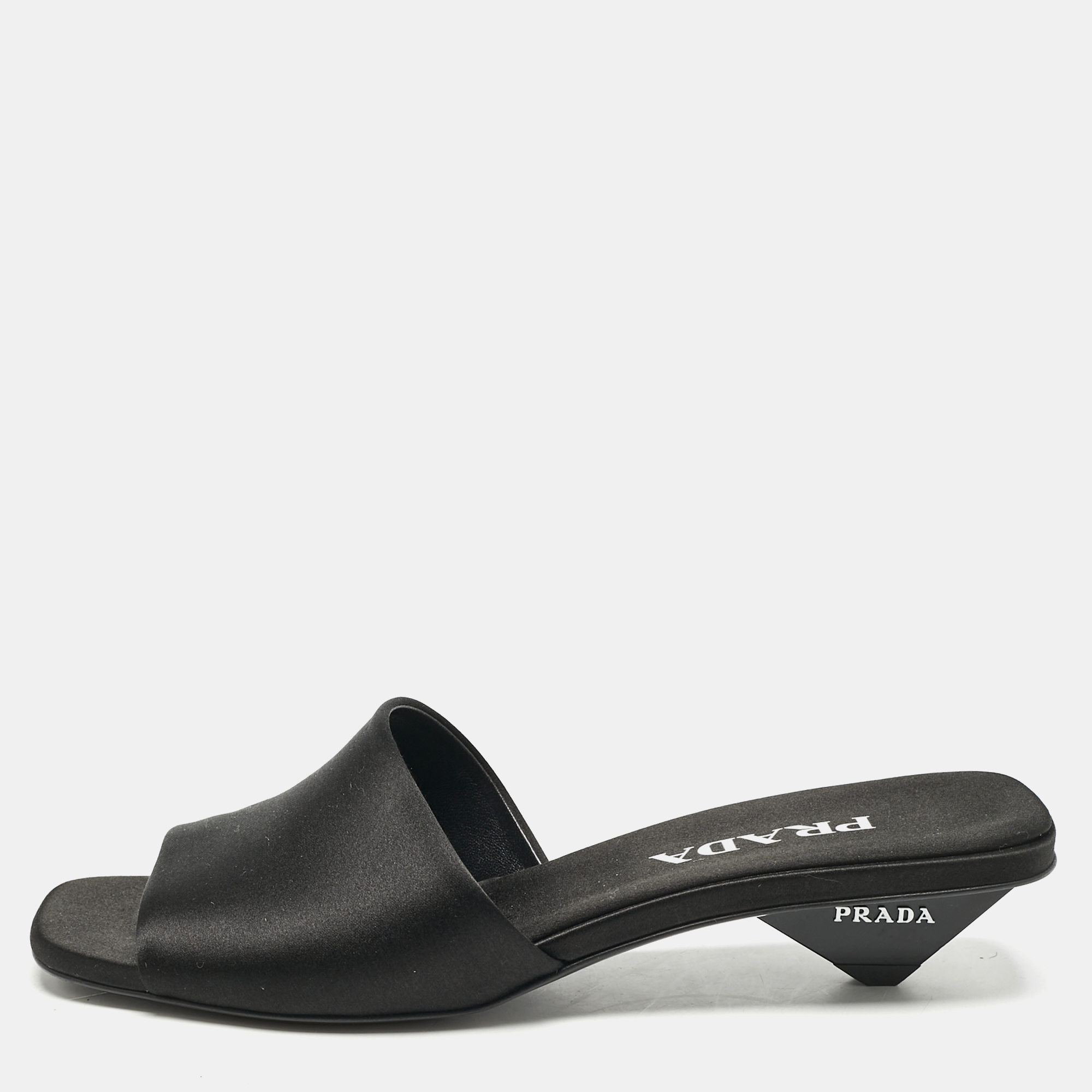 

Prada Black Satin Bow Embellished Slide Sandals Size