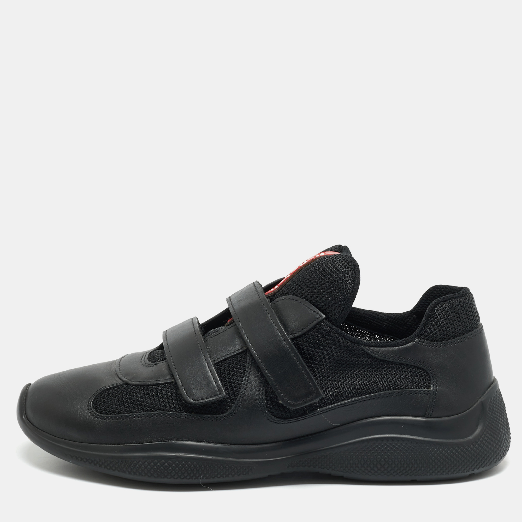 

Prada Black Leather and Mesh Slip On Sneakers Size
