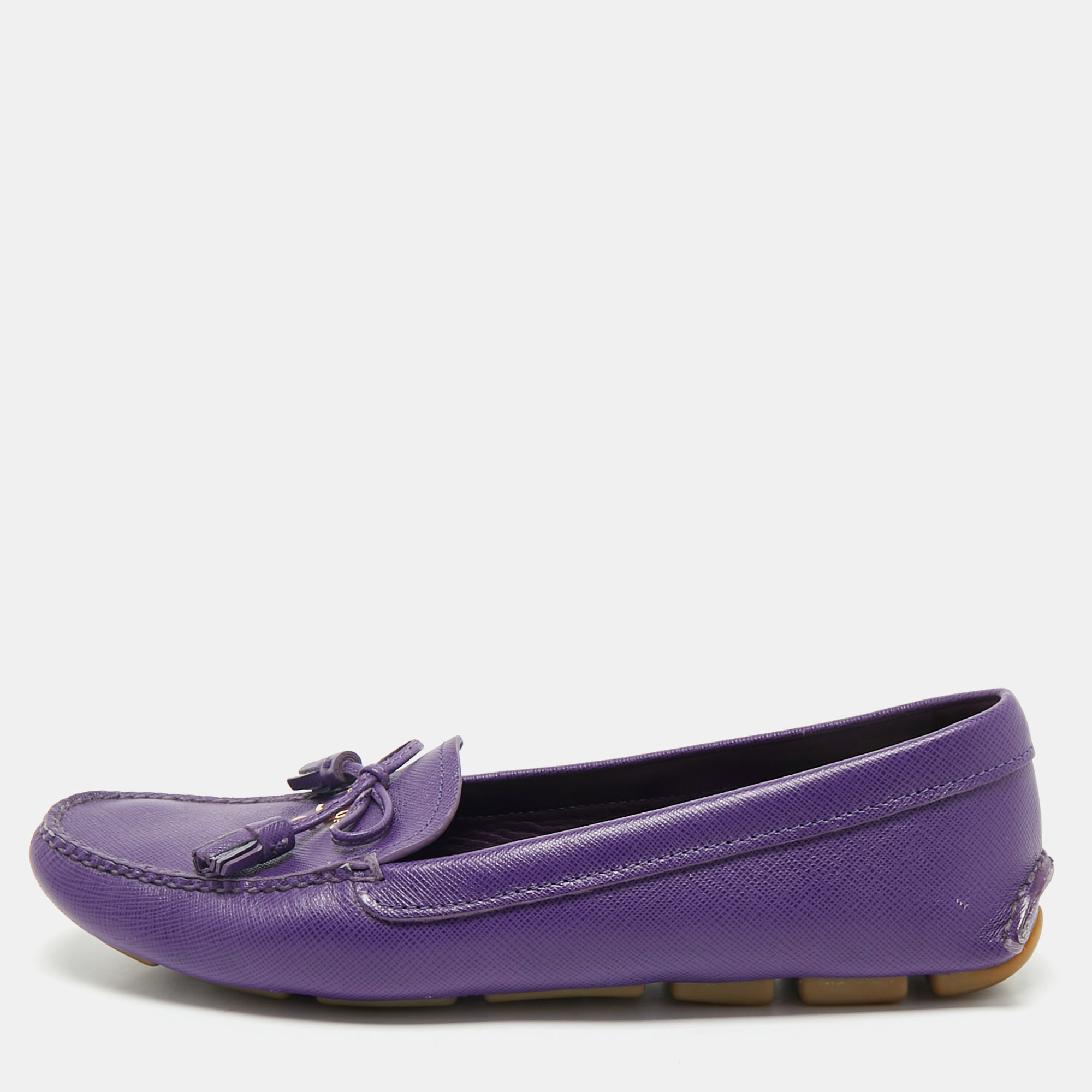

Prada Purple Saffiano Leather Slip On Loafers Size, Grey
