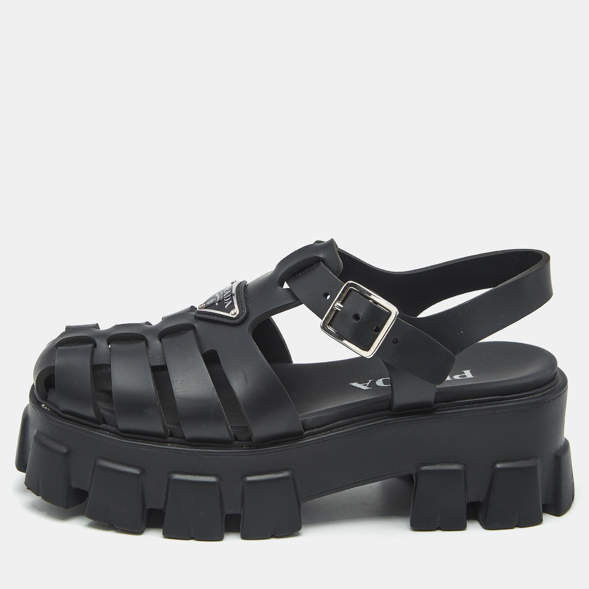 

Prada Black Rubber Monolith Platform Sandals Size