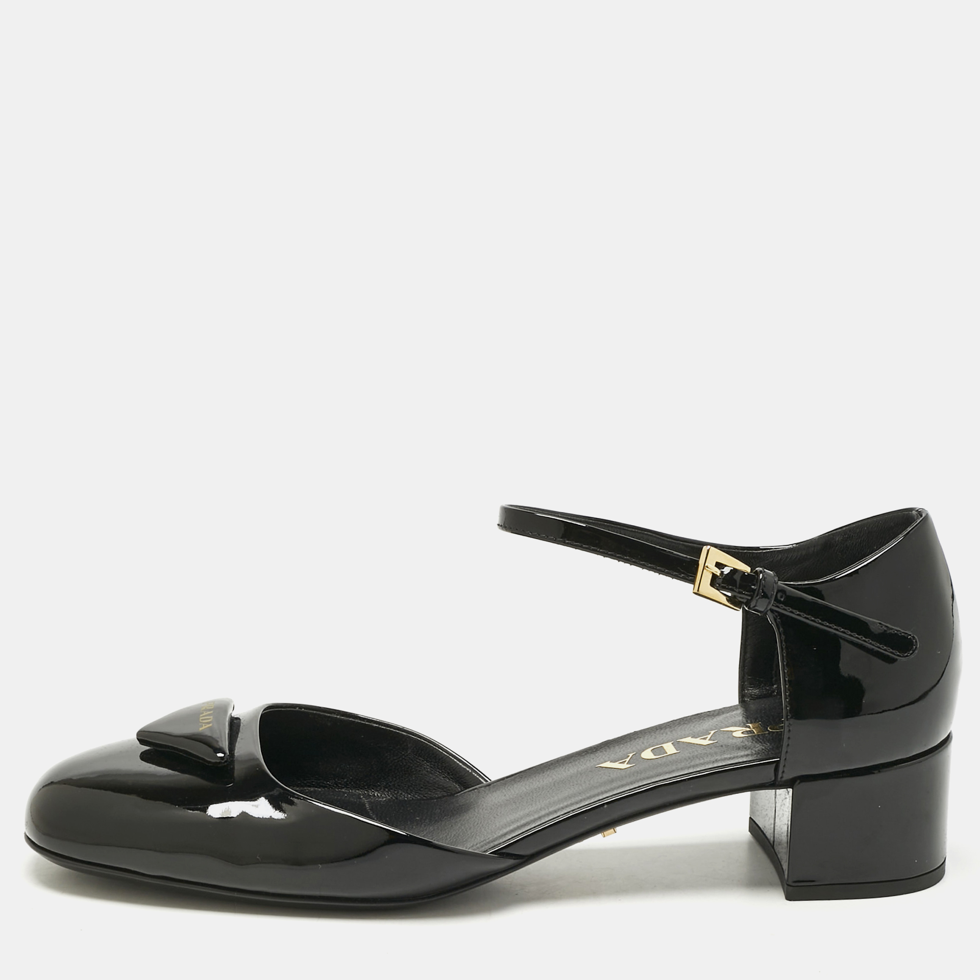 

Prada Black Patent Leather Ankle Strap Pumps Size