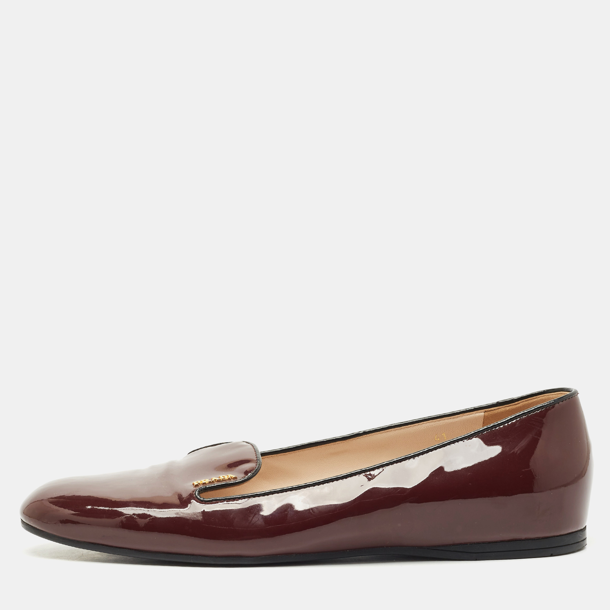 

Prada Burgundy Patent Leather Smoking Slippers Size
